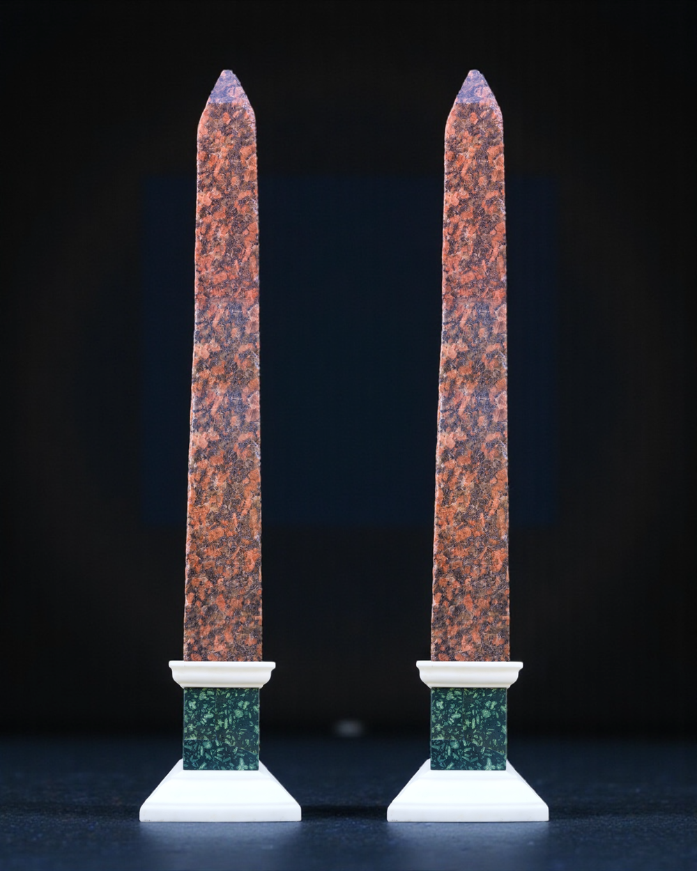 A pair of obelisks in Egyptian pink granite