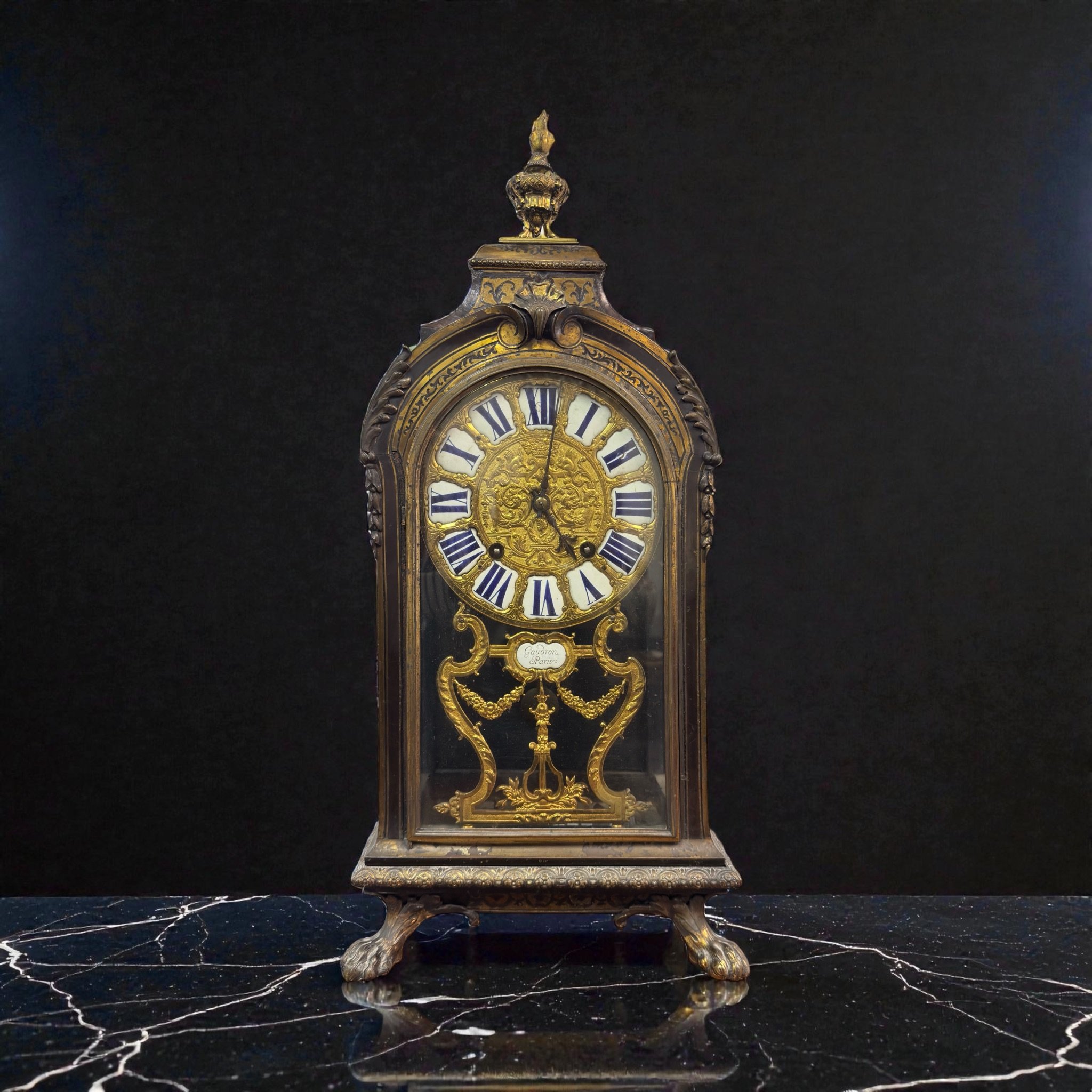 Boulle-style cartel table clock, movement signed Gaudron4.jpg