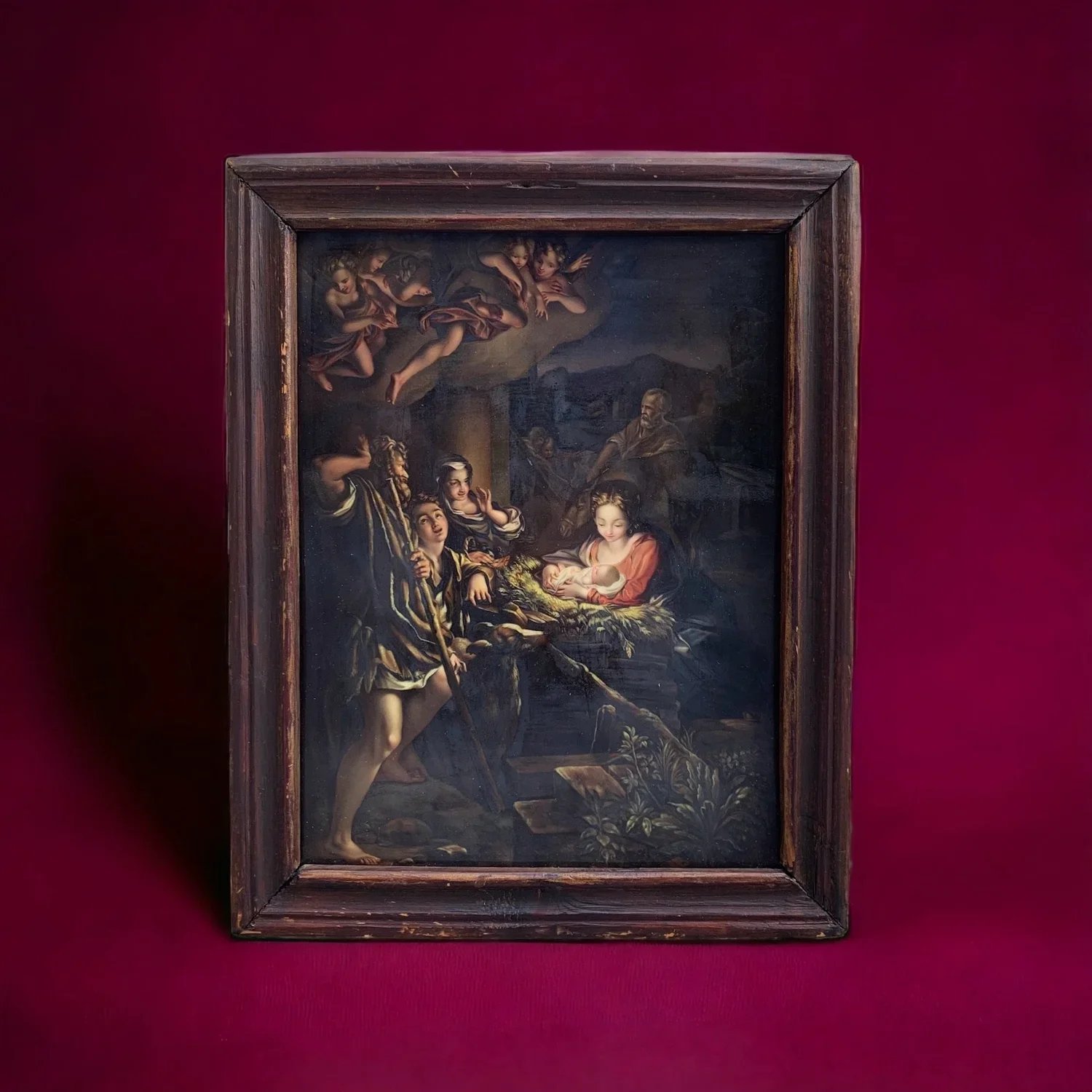 SOLD: Plaque in porcelain, representing Adoration of the Sheperds