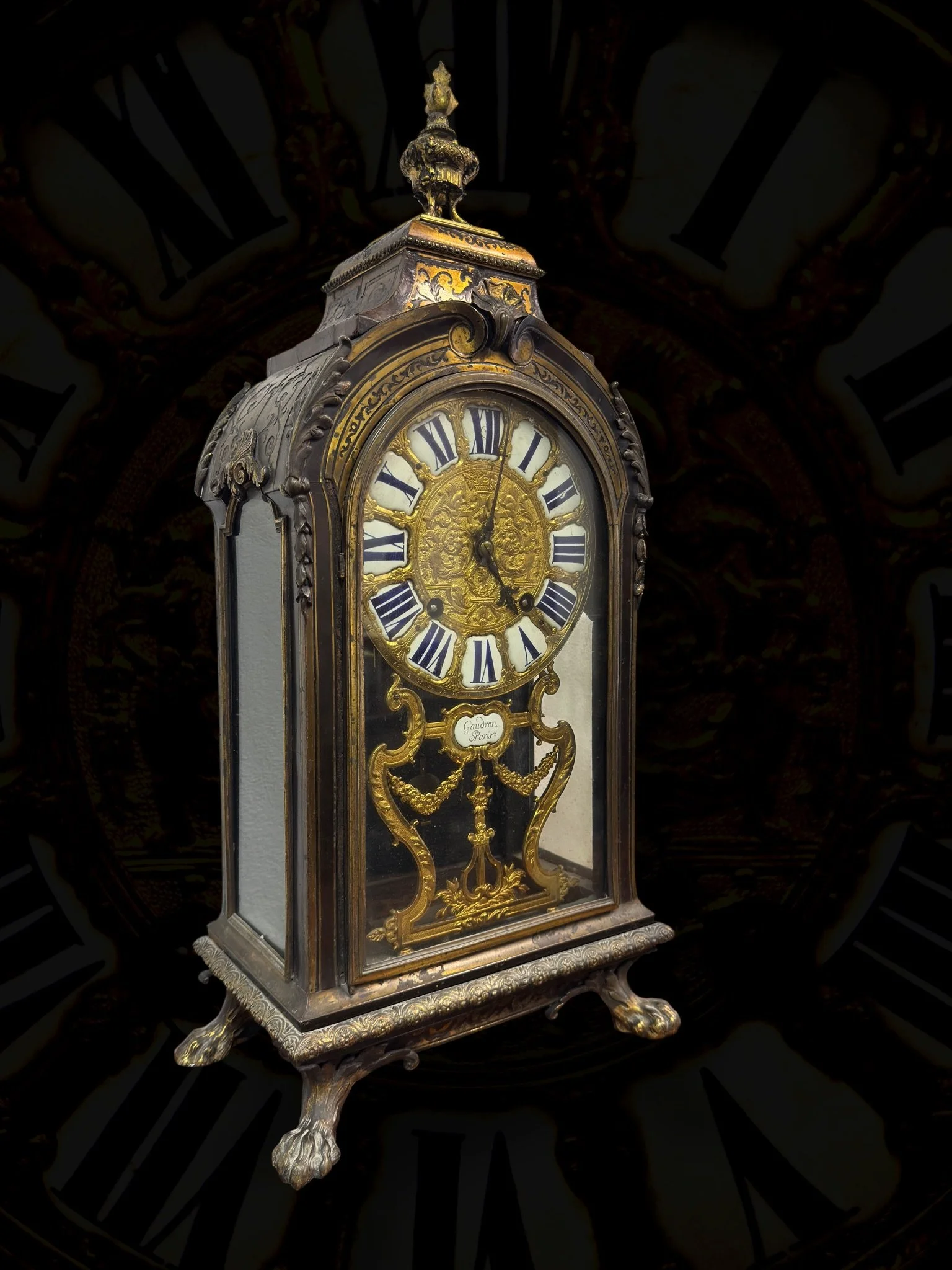 Boulle-style cartel table clock, movement signed Gaudron30.jpg