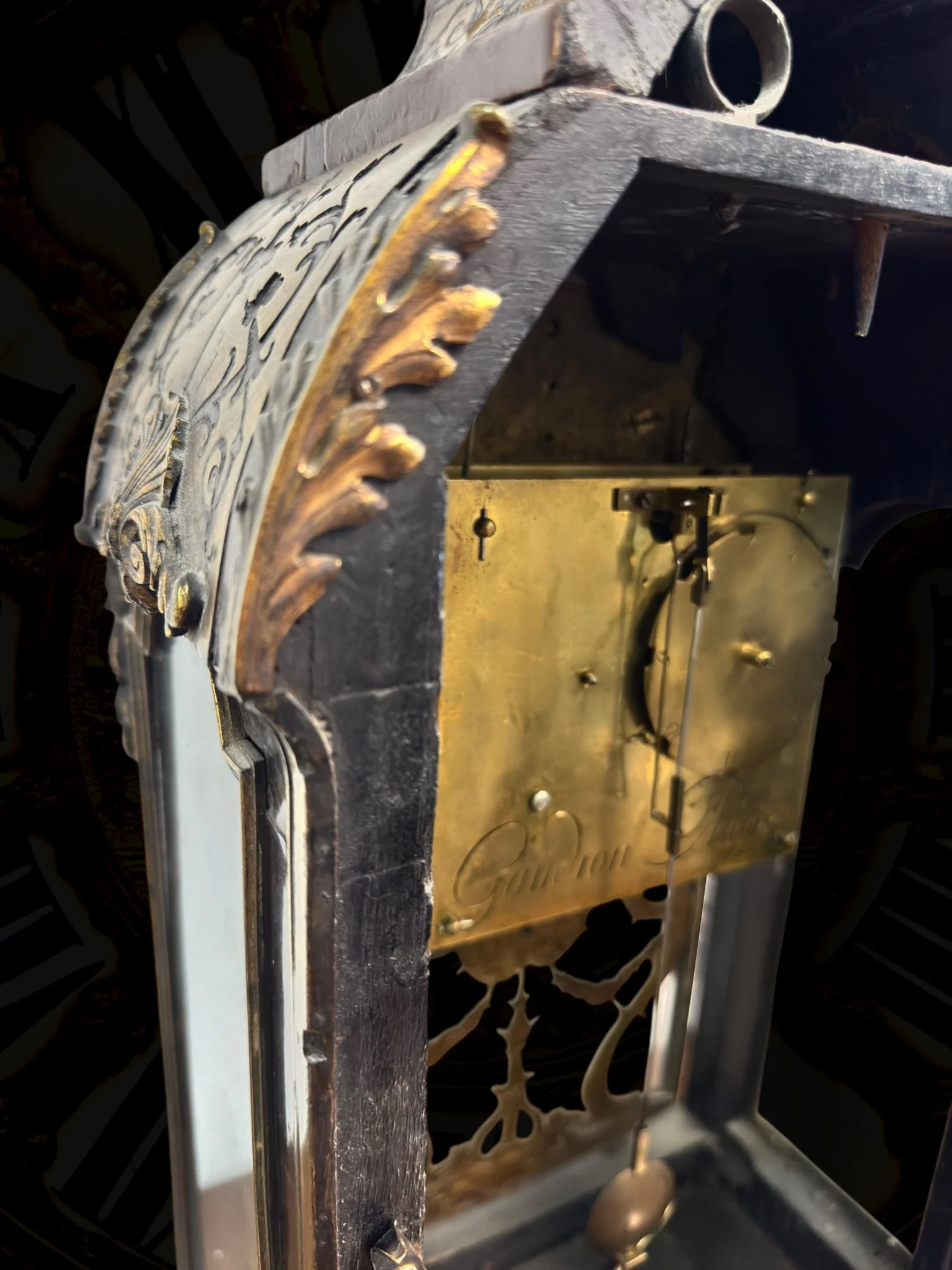 Boulle-style cartel table clock, movement signed Gaudron13.jpg