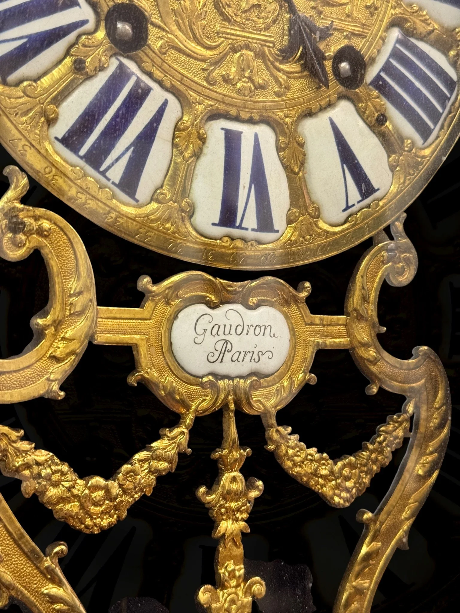 Boulle-style cartel table clock, movement signed Gaudron18.jpg