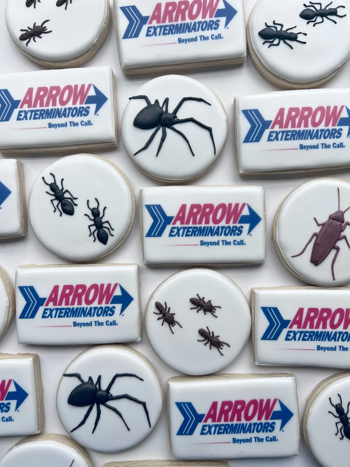 Corporate cookies but make them fun! We added in some creepy crawlers with the logos this time 🐜🕷️🪳