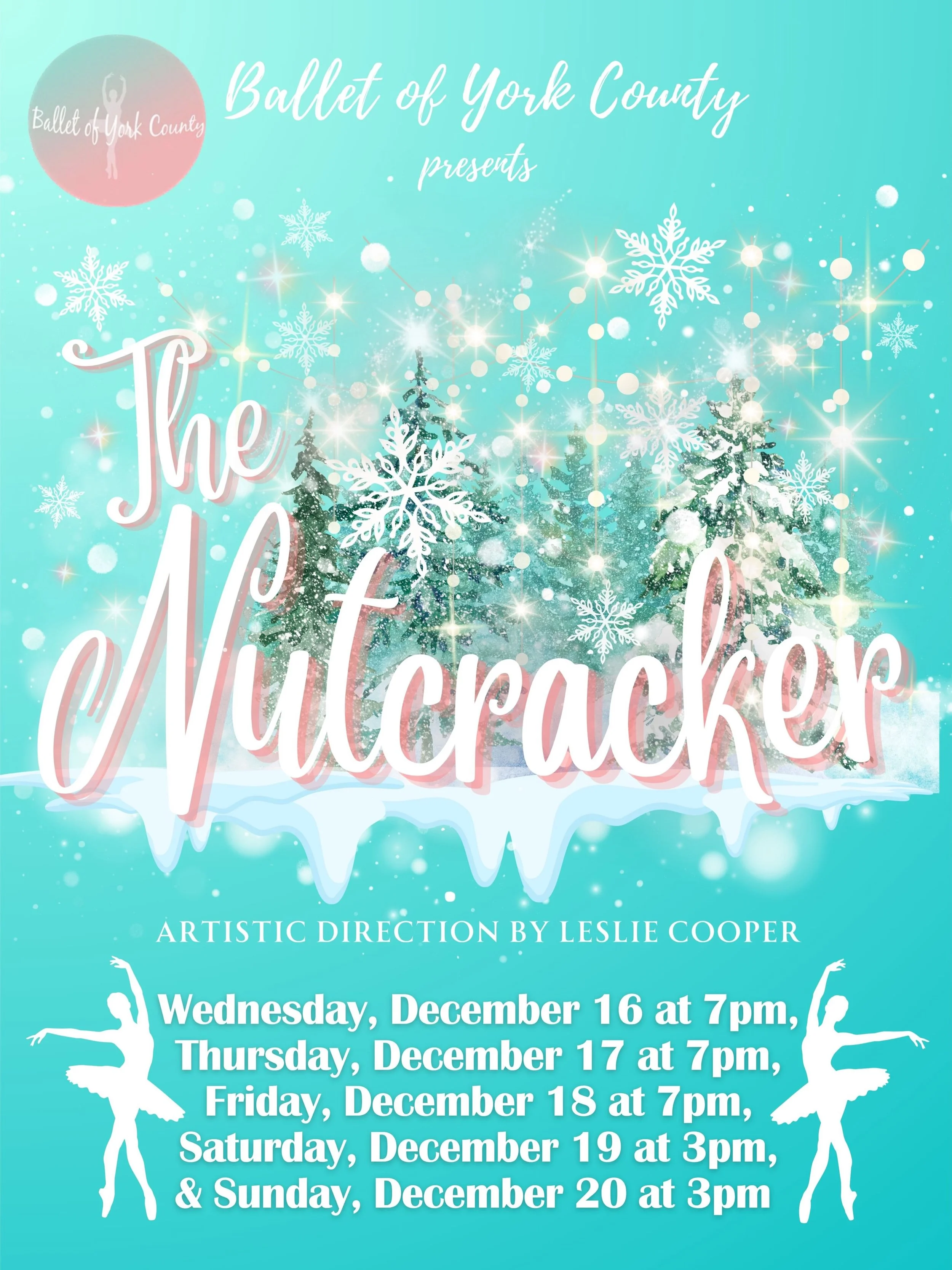 Ballet of York County presents
The Nutcracker

Wednesday, December 16 at 7pm
Thursday, December 17 at 7pm
Friday, December 18 at 7pm
Saturday, December 19 3pm
&amp; Sunday, December 20 at 3pm

Johnson Hall Theatre, Winthrop University
.
.
This Decemb