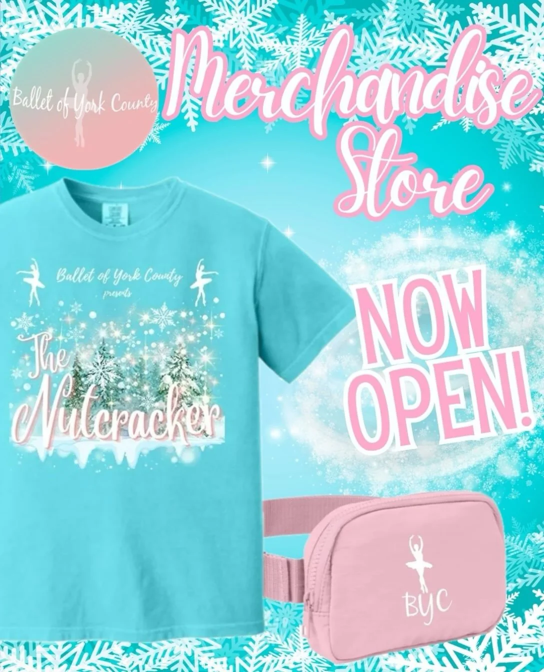 ✨The BYC Merchandise Store is now open online! Orders can be placed through 11/12/26.✨

https://www.balletofyorkcounty.com/byc-store
.
.
In the store you will find a selection of goods including our 2026 Nutcracker shirt.🩰🎄🐭❄️🌸
. 
.
Our merchandi