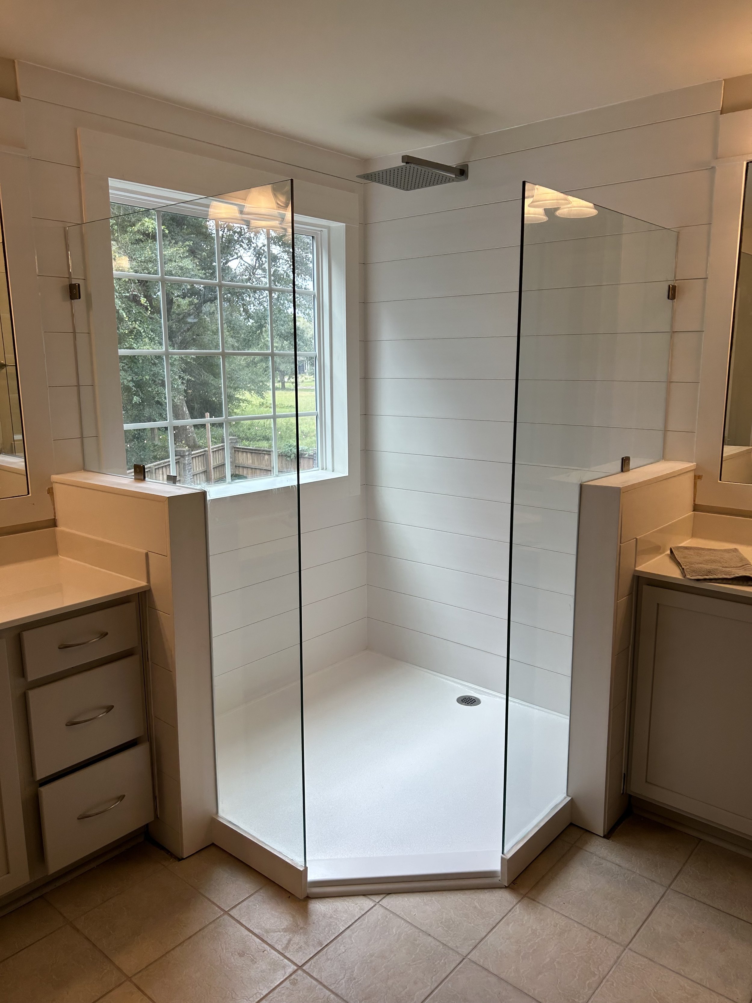 Odd shapes are no issue. Custom shower bases can be virtually any size or shape.
