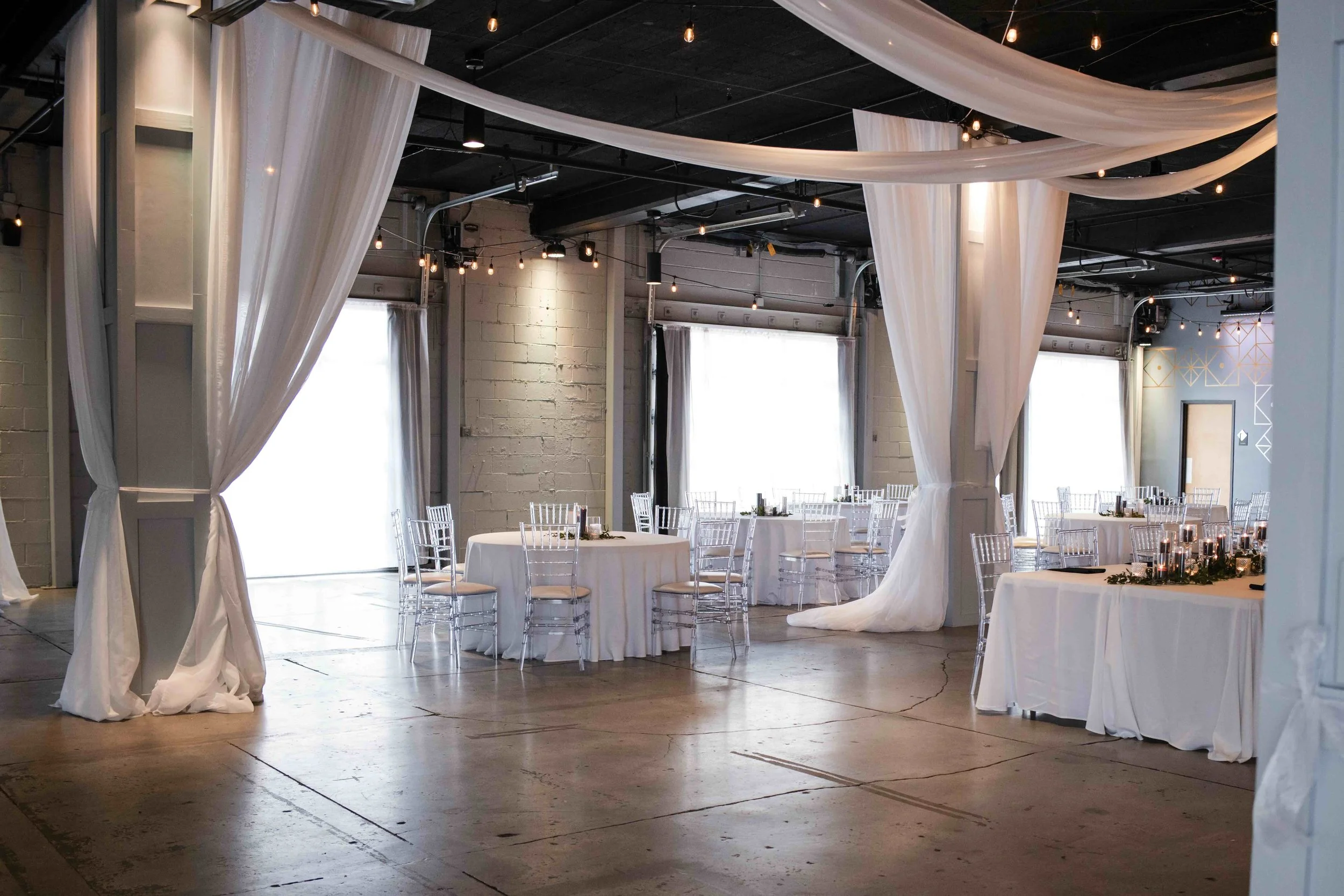 Ceiling Swoops with Column Drapes