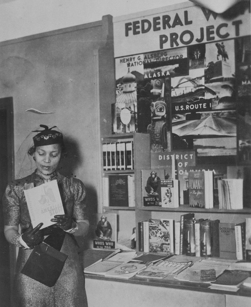 Zora Neale Hurston at Florida Writers' Project Exhibit. 1938. 