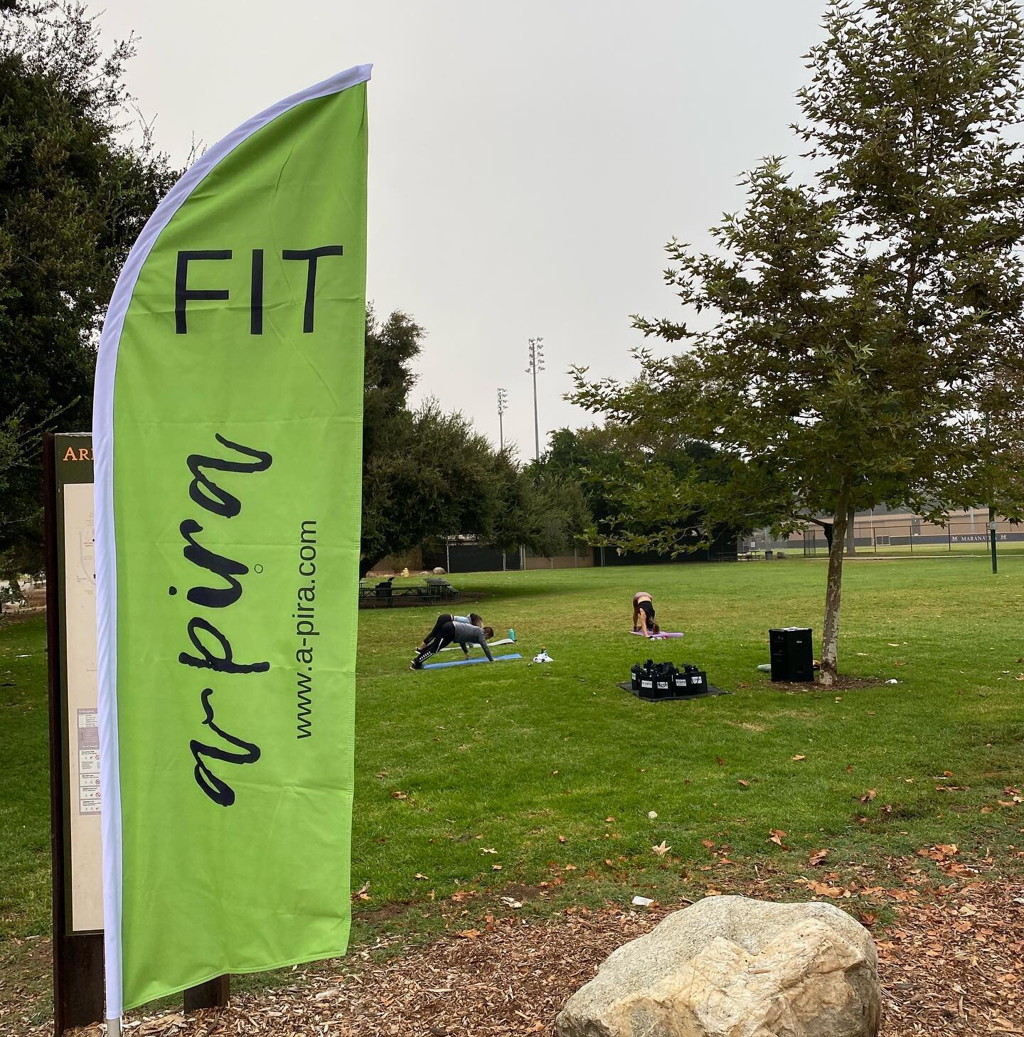 Spot the green a~pira flag at our monthly FREE group workouts with local trainers across LA. New dates, locations and trainers for October will post on the website &amp; Meetup group (a-pira Group Fit) soon! #staysafe #stayhealthy #befree