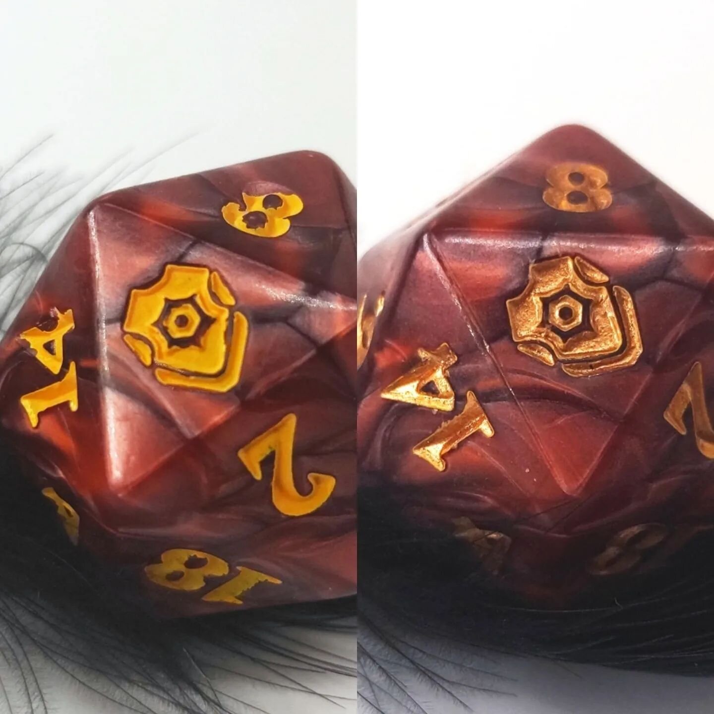 Just a quick little makeover while my other WIPs drag on. This big d20 came with the Baldur's Gate booster bundle my wife picked up, and its paint job was..... underwhelming. A quick coat of Bright Bronze and it looks worlds better.
.
.
#dice #d20 #d