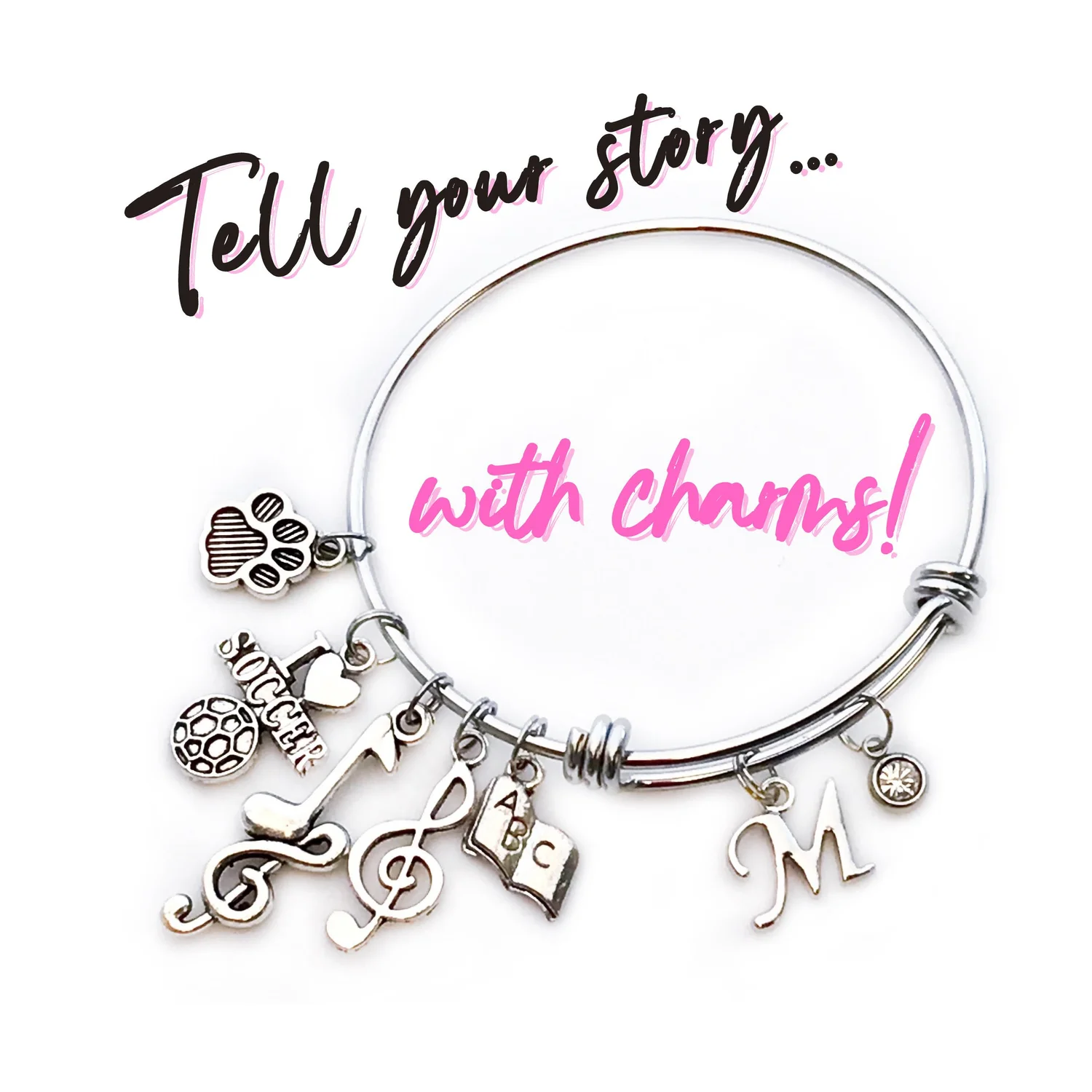 Build A Bangle Charm Bracelet Custom Bracelet Personalized - Main Image