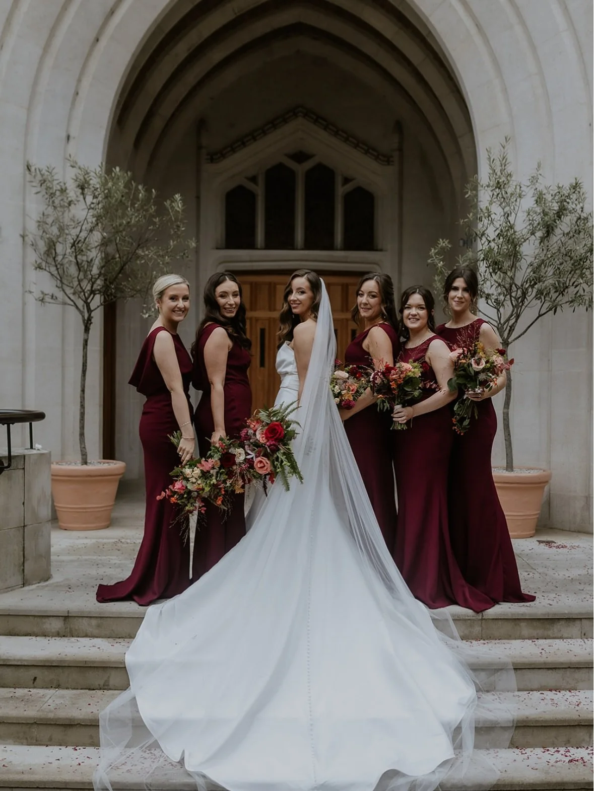 Hayley &amp; Eamonn 
.
.
.
.
#autumnwedding #fallwedding #weddingflorist #ceremonyflowers #churchflowers #lilacandbloom #bridesmaids #flowergirl #burgundyflowers