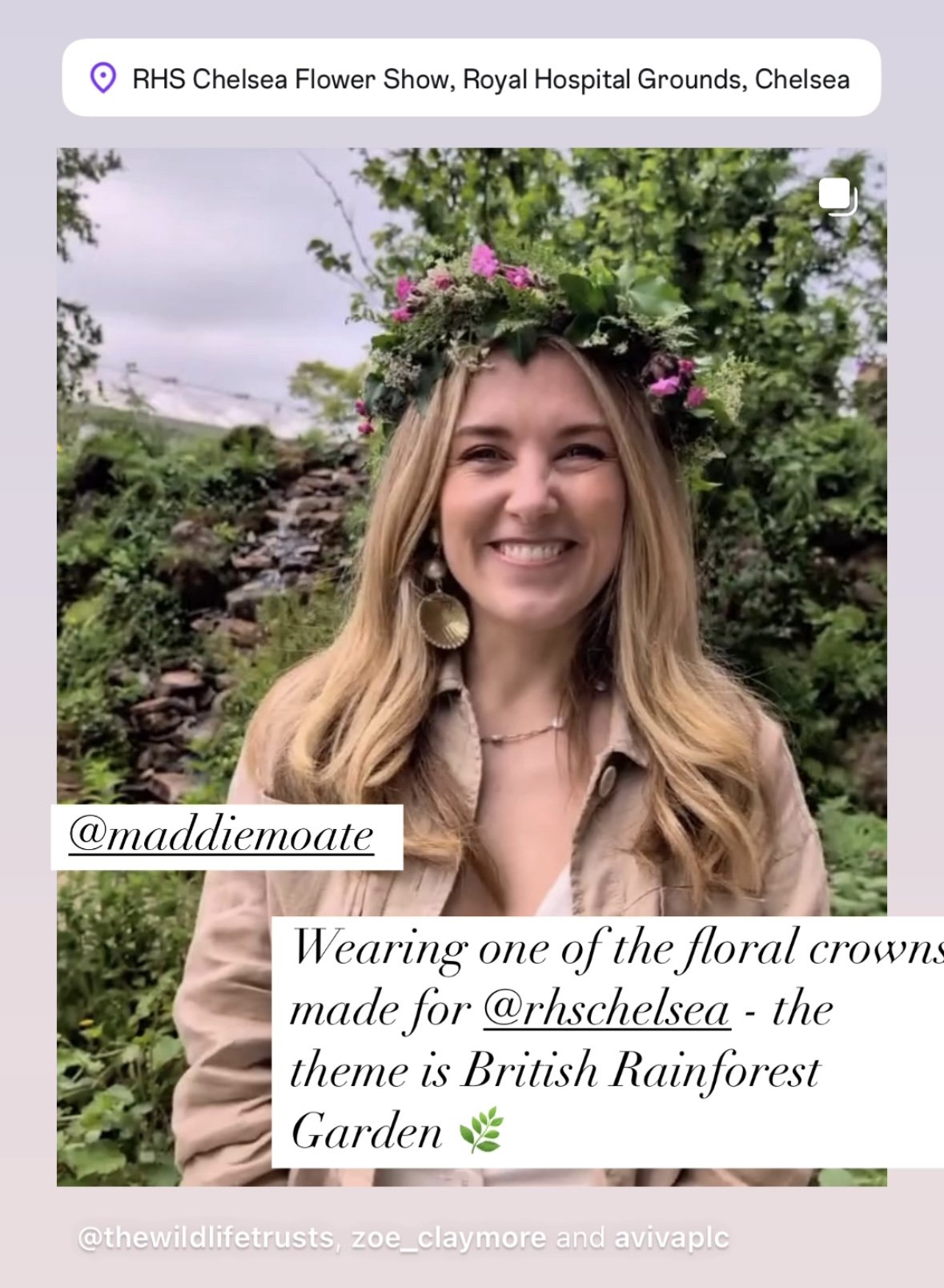 MADDIE MOATE with flower crown RHS