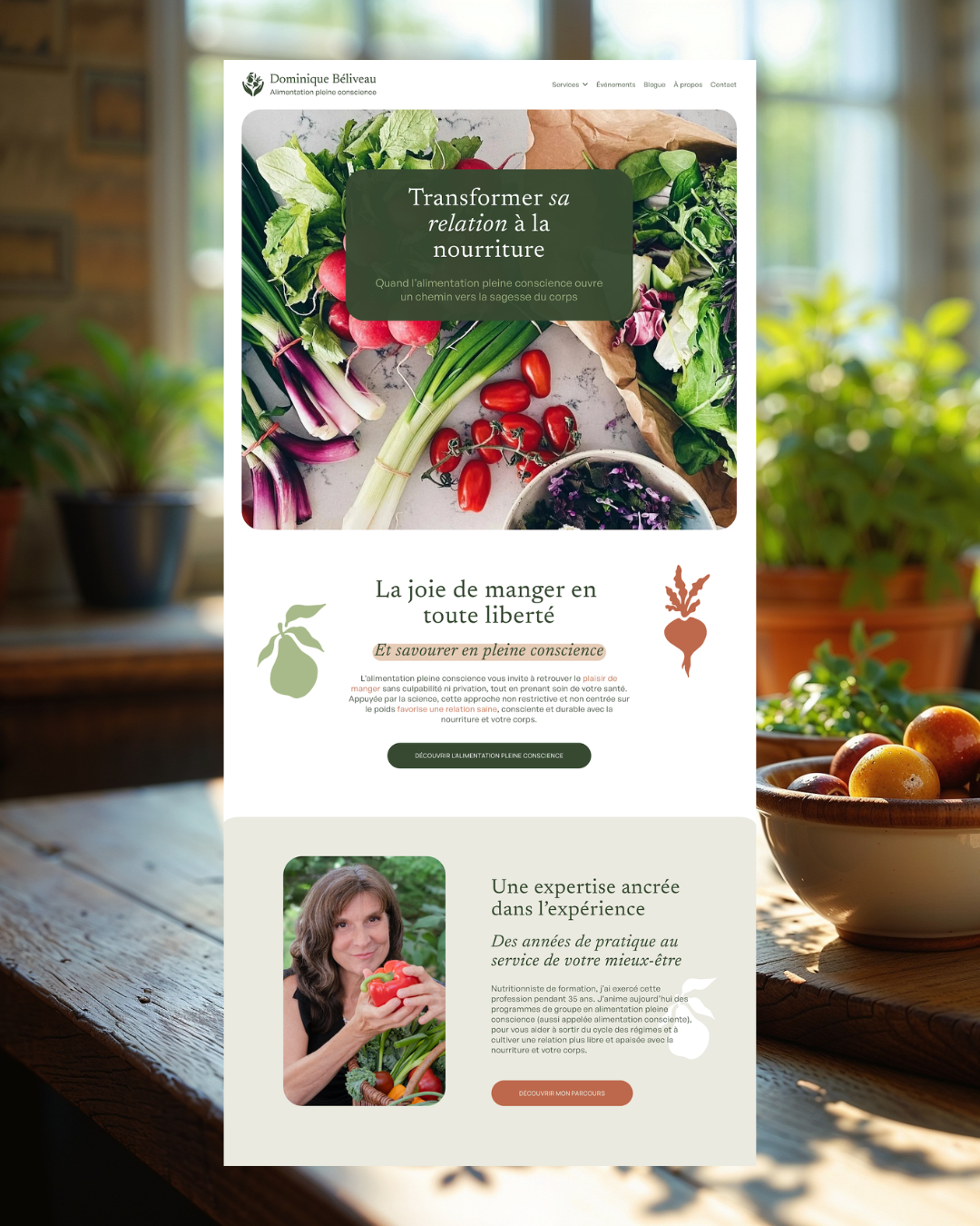 Page d'accueil - refonte du site web de Dominique Béliveau - projet portfolio Mandala Web Media