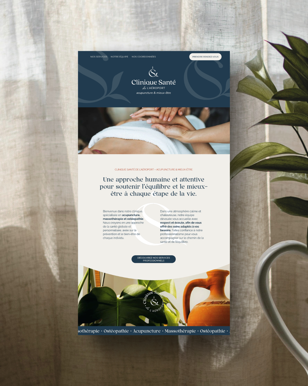 Site web de type one-pager pour une clinique d'acupuncture et mieux-être - région de Québec (Ancienne Lorette)