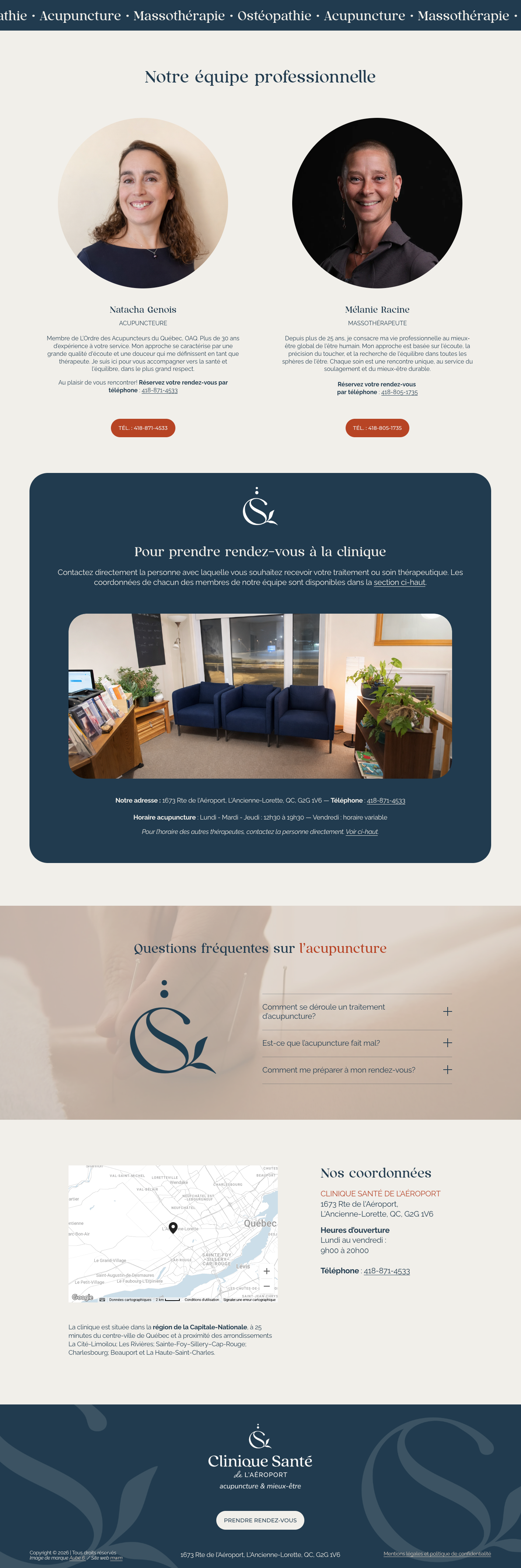 Clinique santé de l'aéroport - projet portfolio pour un site one-pager par Mandala Web Media