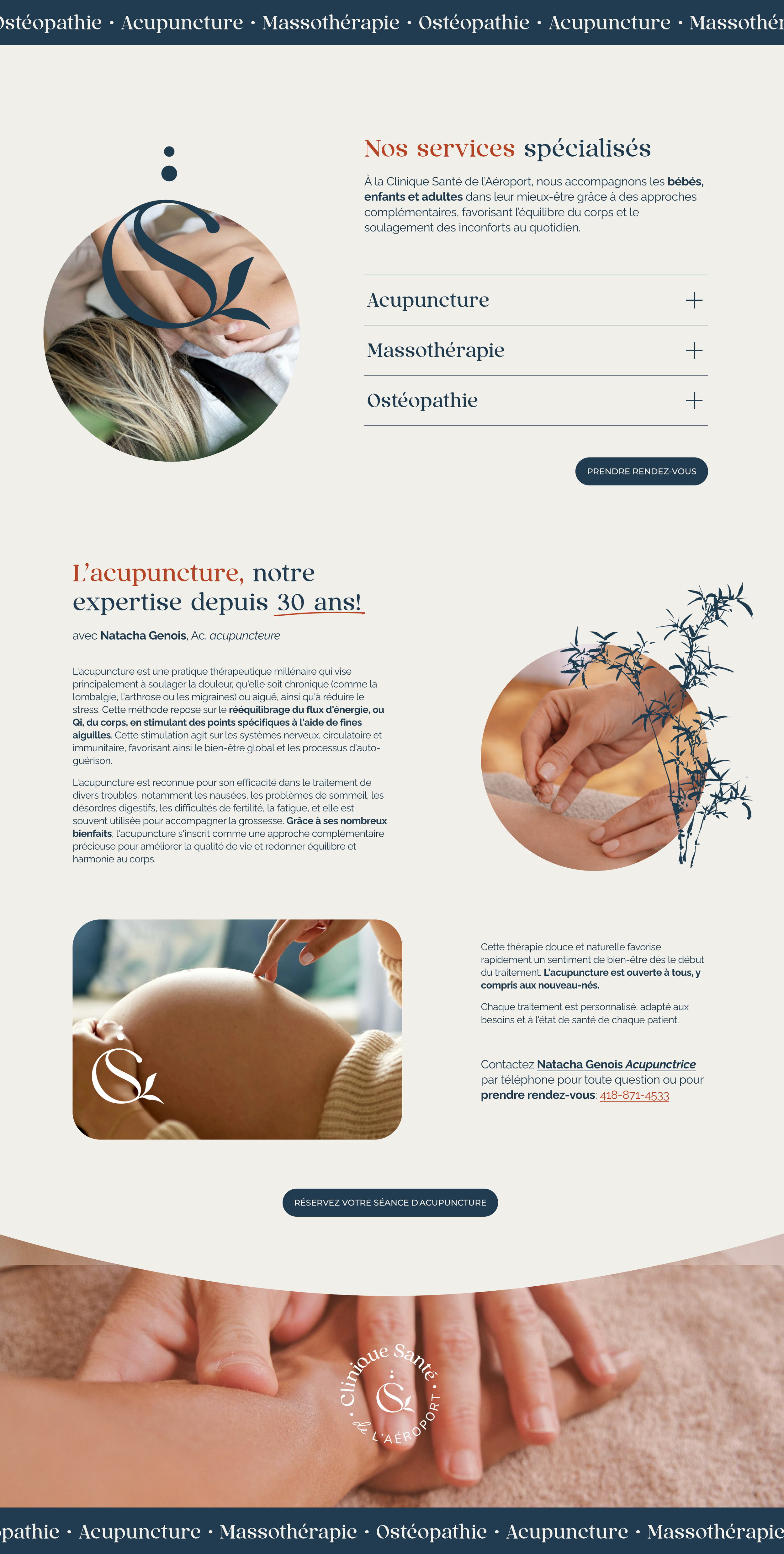 Page web pour clinique de santé et acupuncture région de Québec (près de l'Aéroport) - projet portfolio de Mandala Web Media