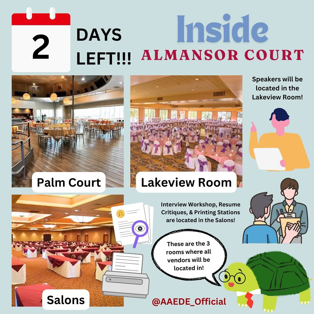 Wondering where all the recruiters and free services will be located? Look no further!

You will find vendors located in 3 rooms. Our guest speakers will be located in the Lakeview Room. In the Salon rooms, we will have a free resume critique worksho