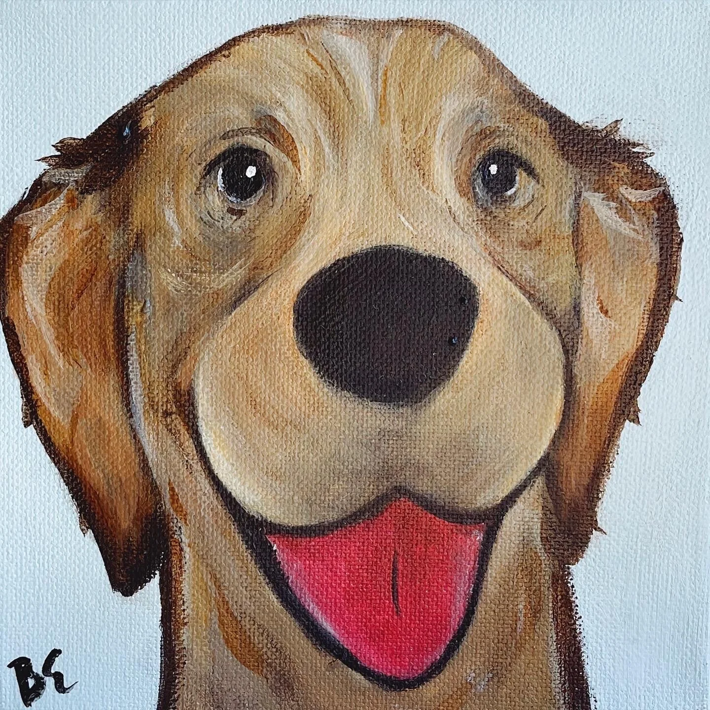 "RIVERS" (6x6"); sold, custom golden retriever pet portrait painting