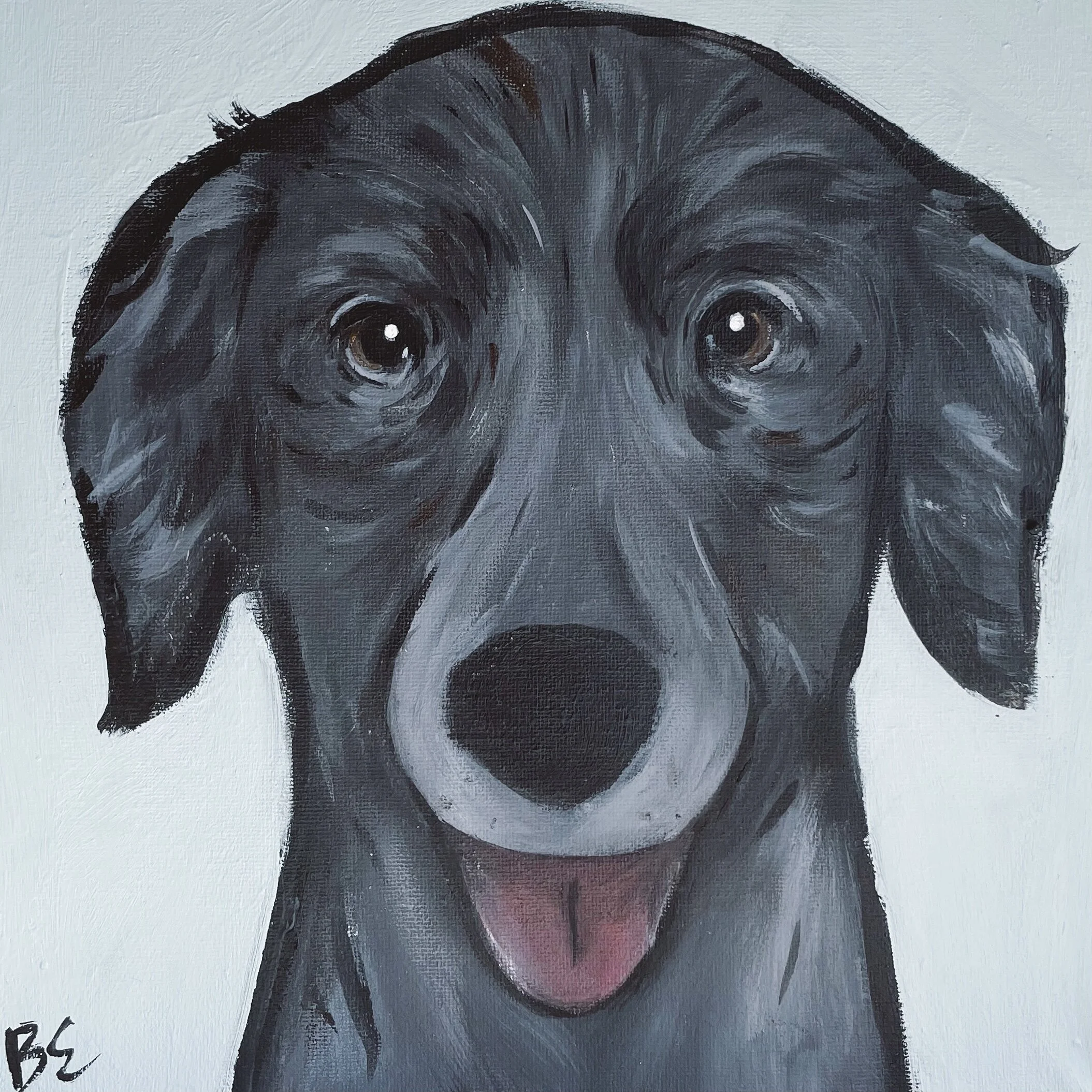 "ELLIE" (10x10"); sold, custom lab pet portrait painting 