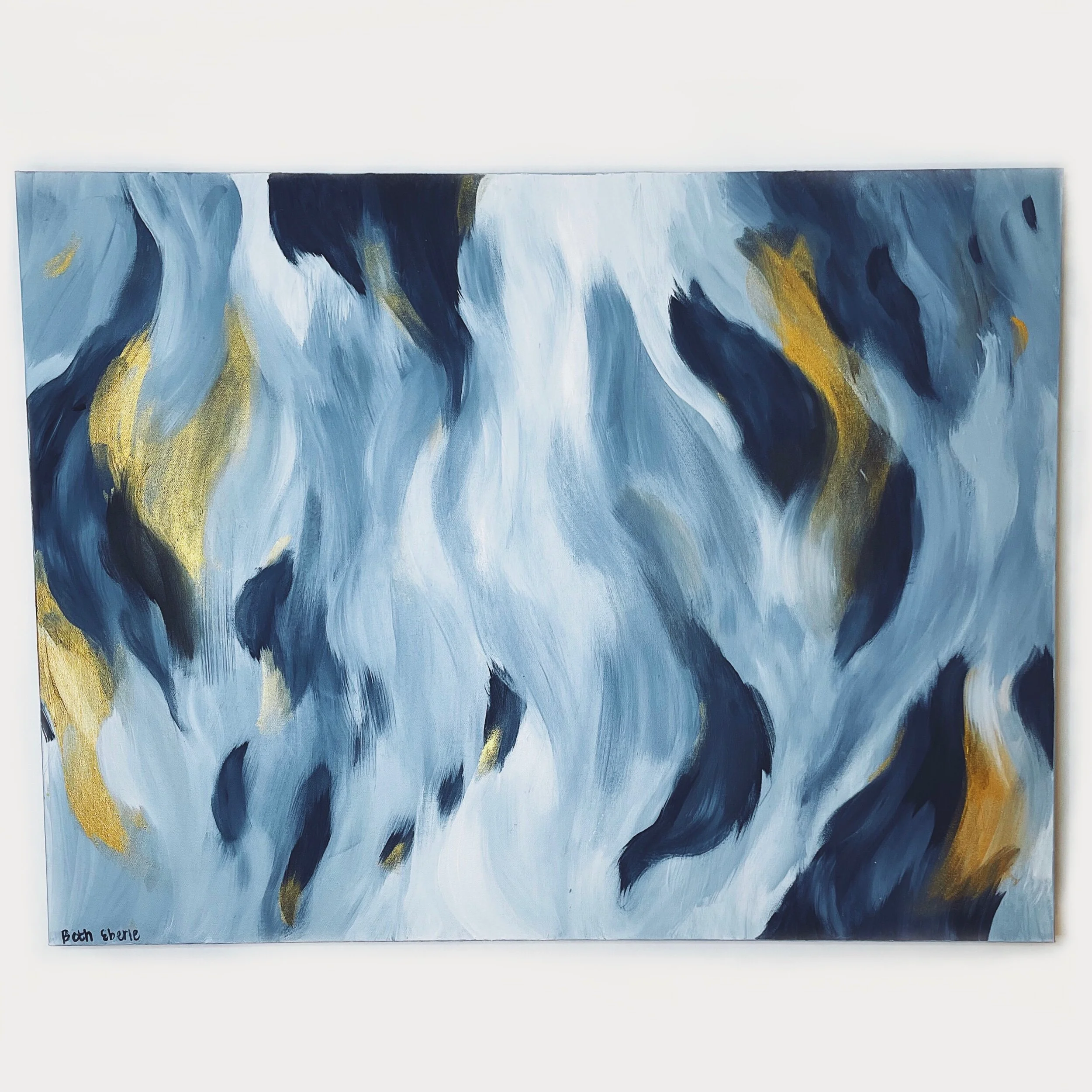 "OCEAN BLUE" (30x40”); sold, custom abstract painting