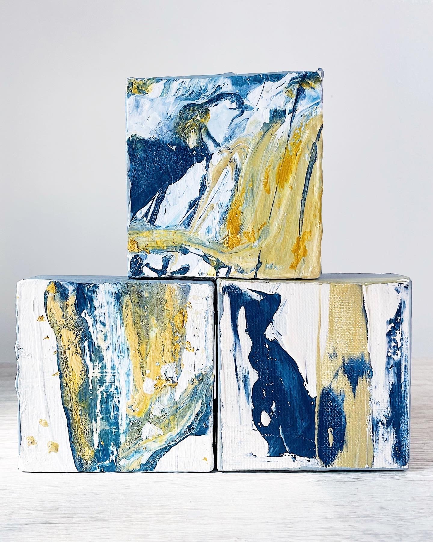 (4x4s"); sold, abstract paintings