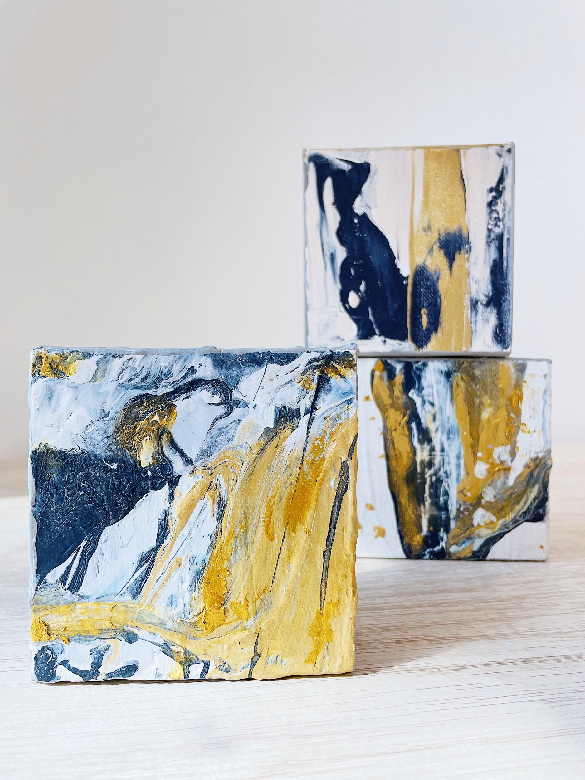 (4x4s"); sold, abstract paintings