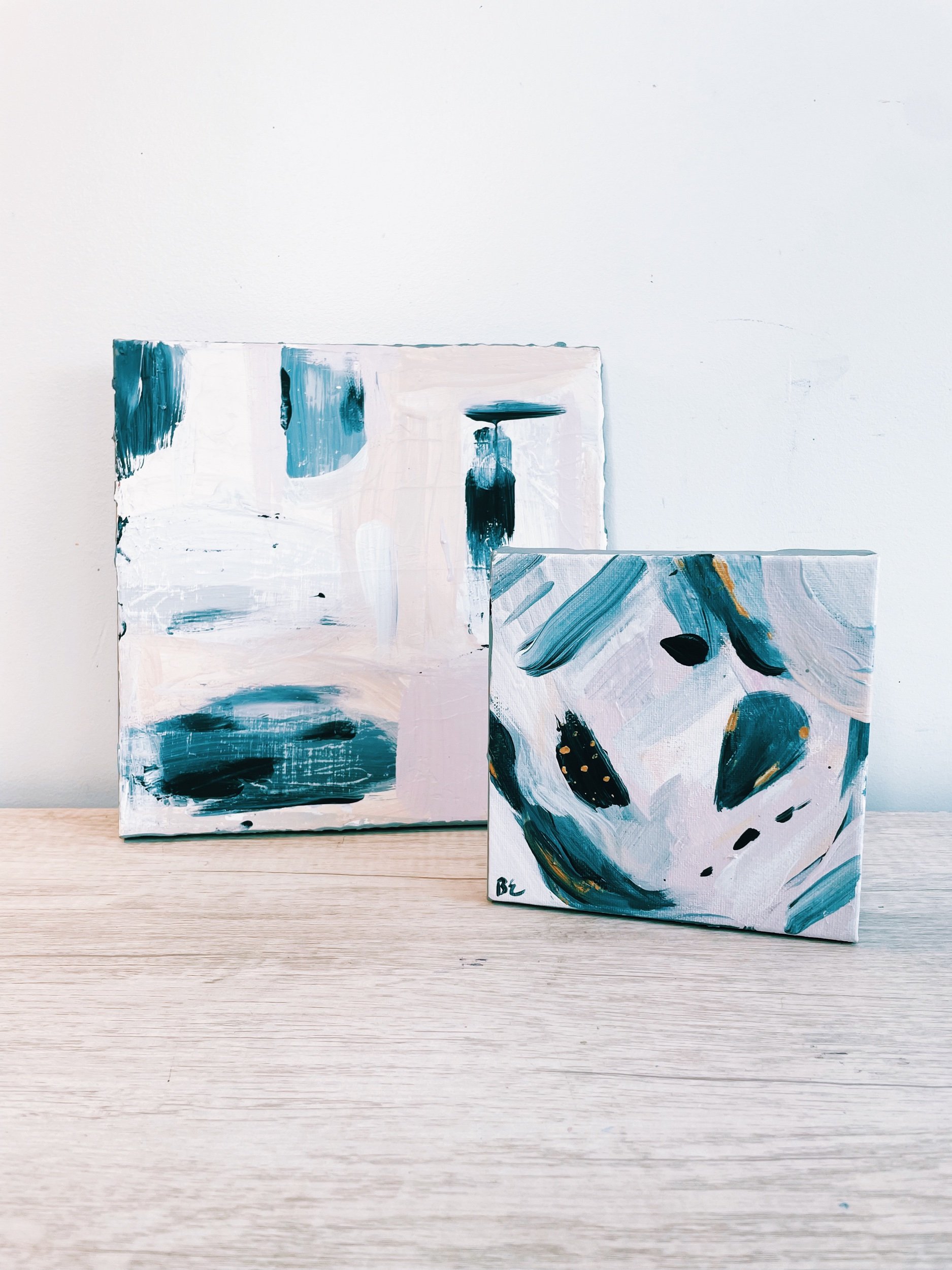 (6x6, 10x10"); sold, custom abstract paintings