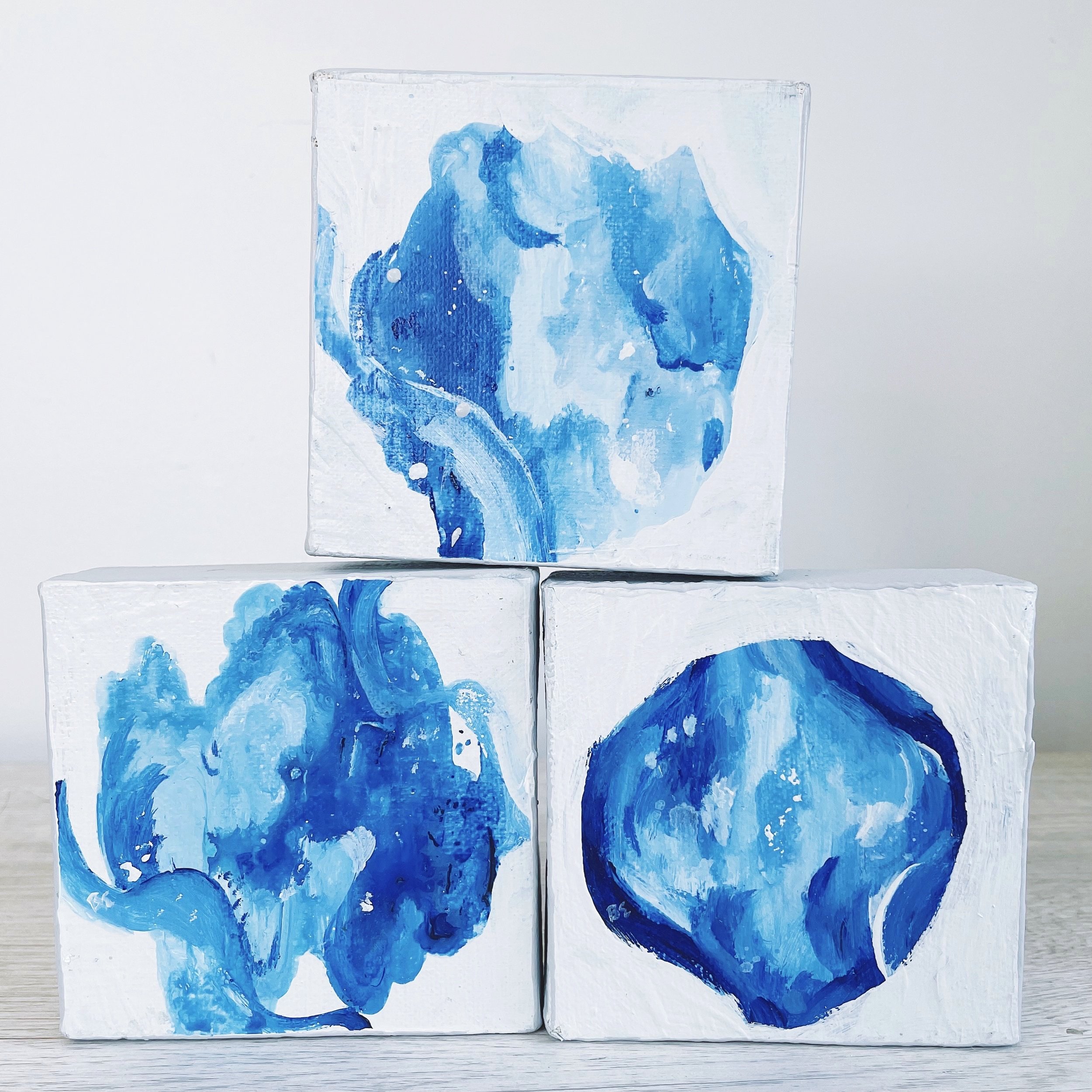 "POLAROIDS" (4x4s"); sold, custom abstract paintings