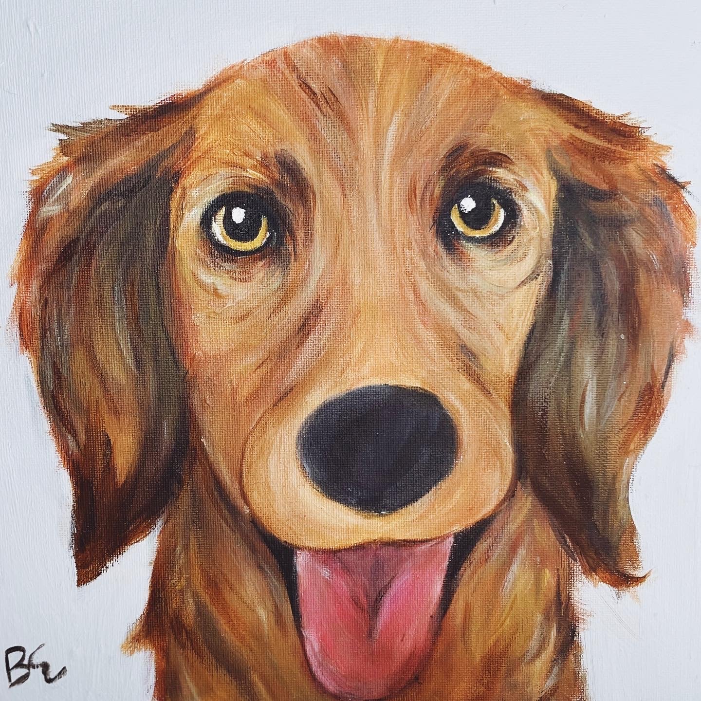 "SAMMY" (10X10"); sold, custom golden retriever pet portrait painting
