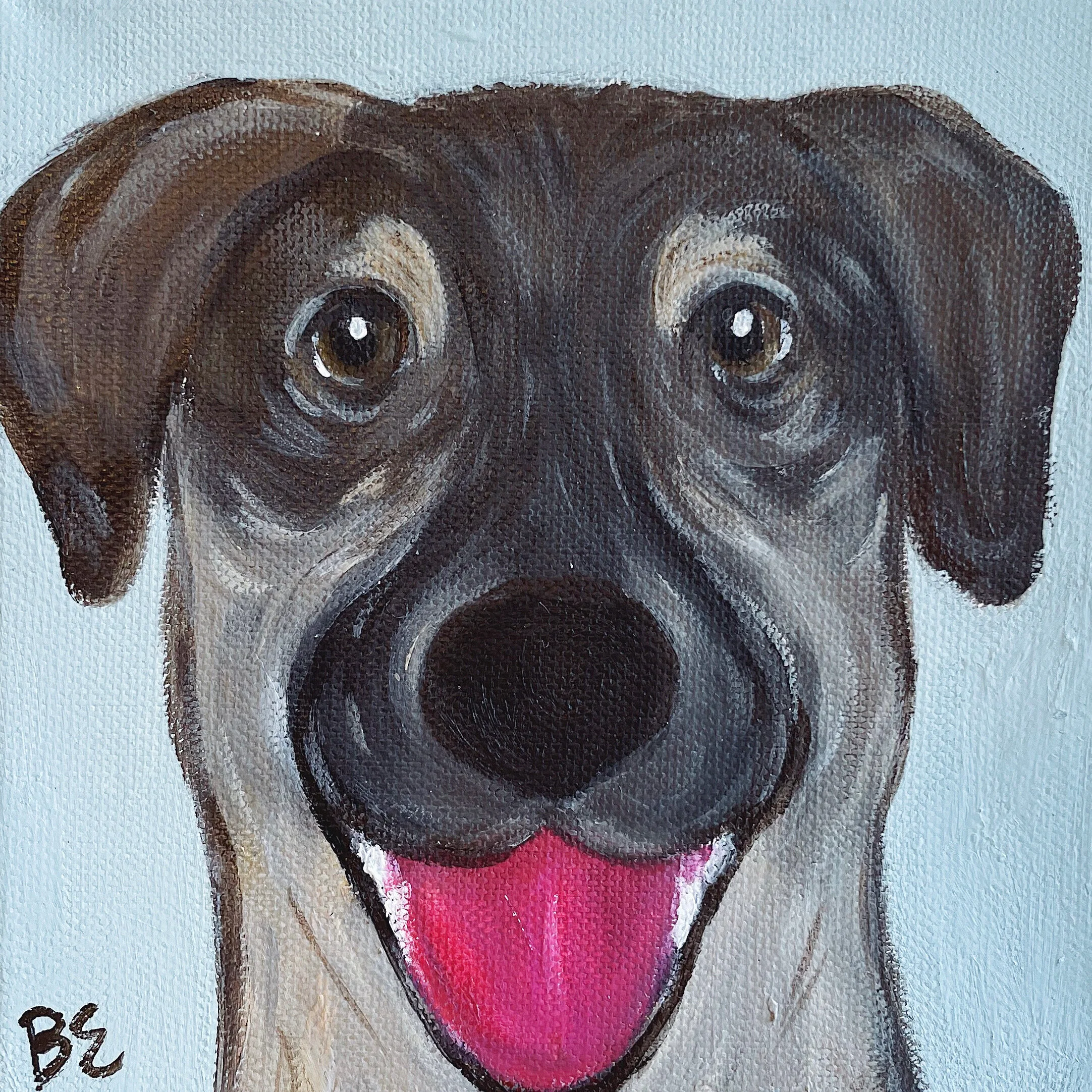 "LUCY" (6x6"); sold, custom husky pet portrait painting