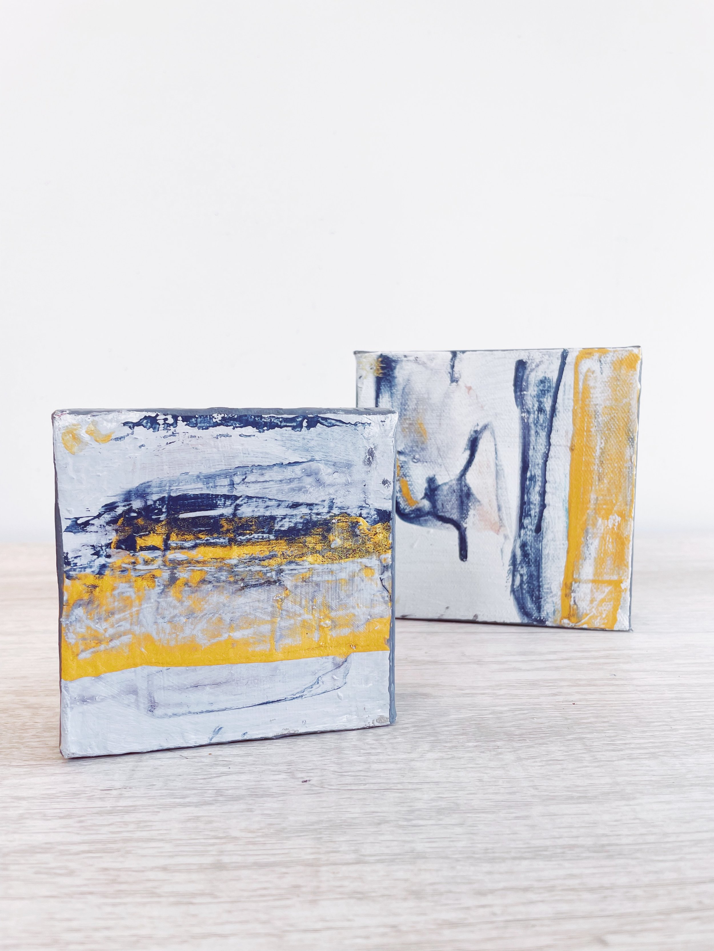 (4x4s"); sold, abstract paintings
