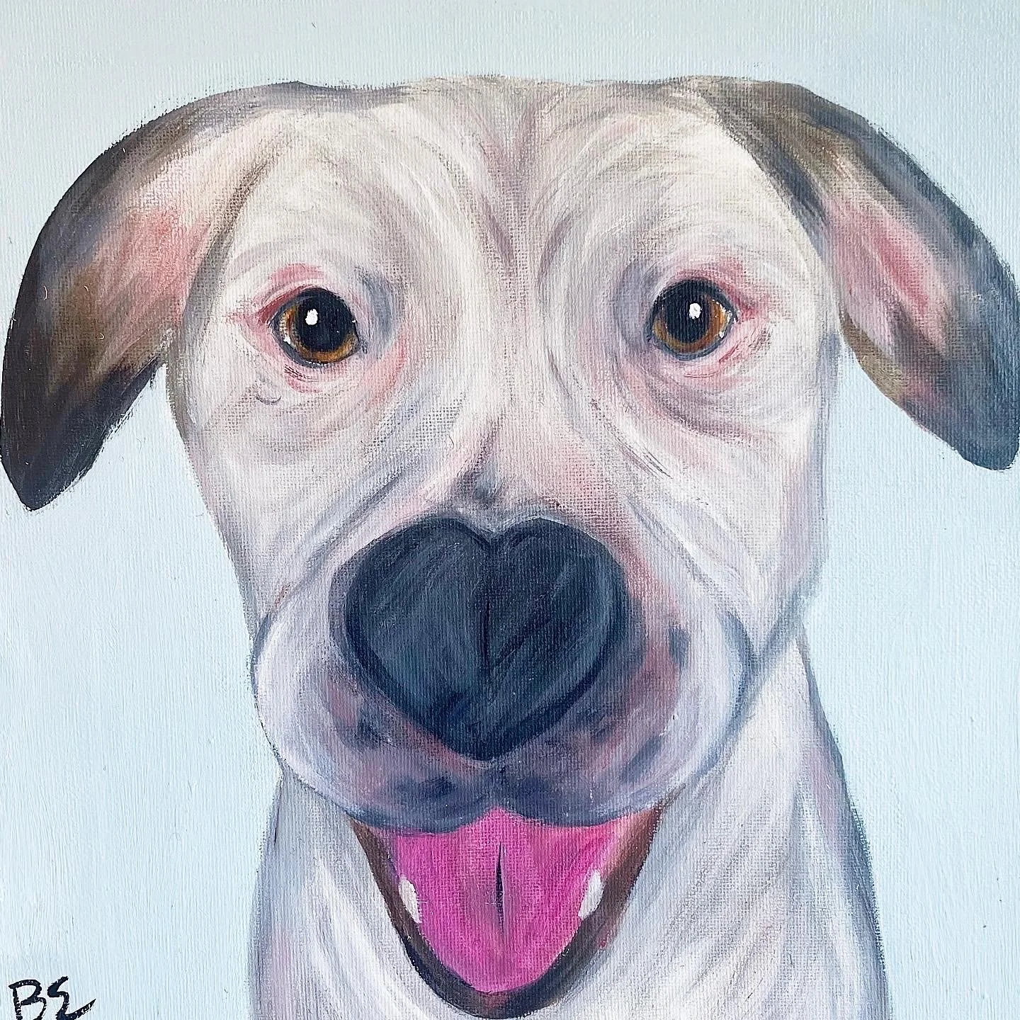 "JANGO" (10x10"); sold, custom pit bull pet portrait painting