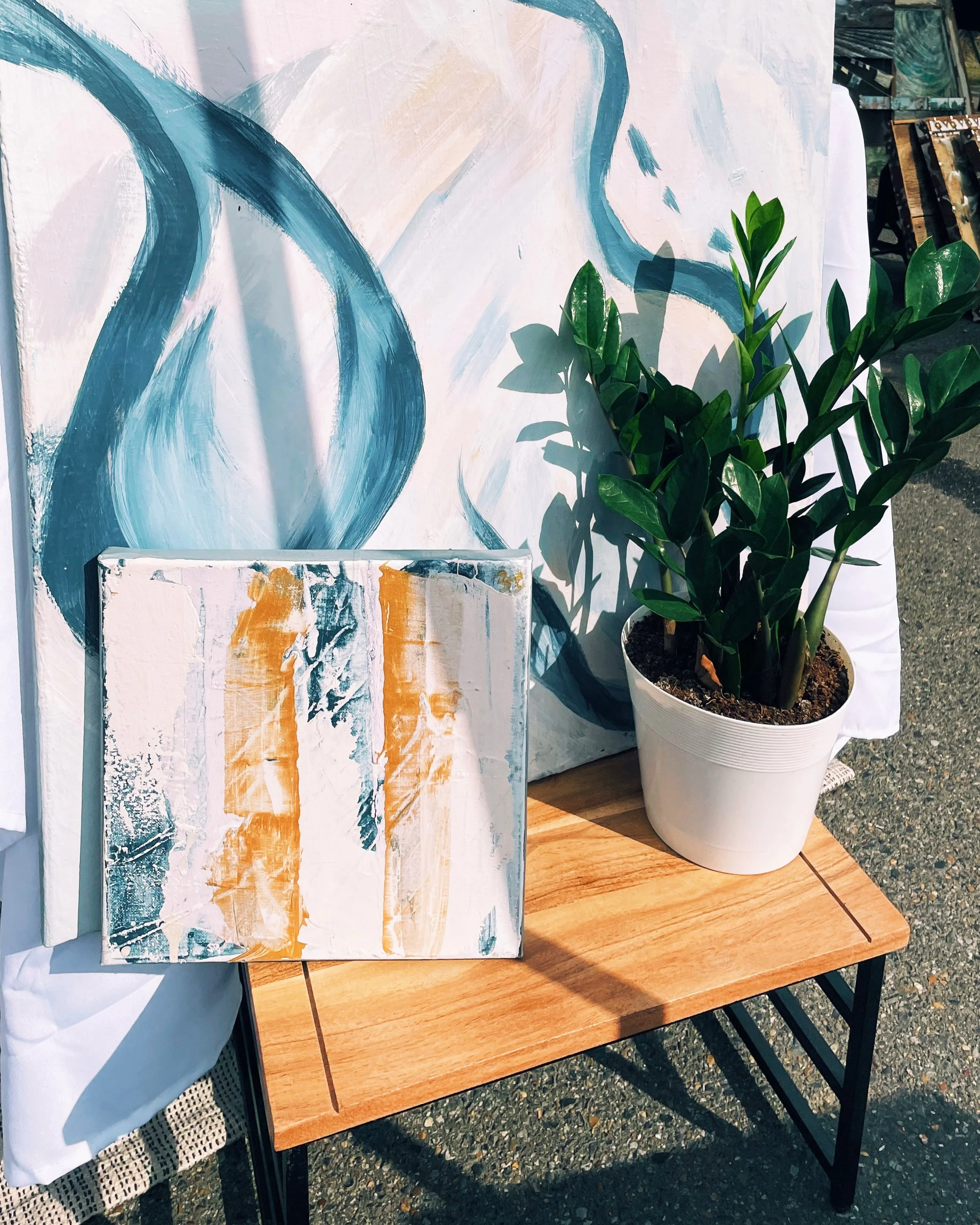 (10x10", 20x20"); sold, abstract paintings