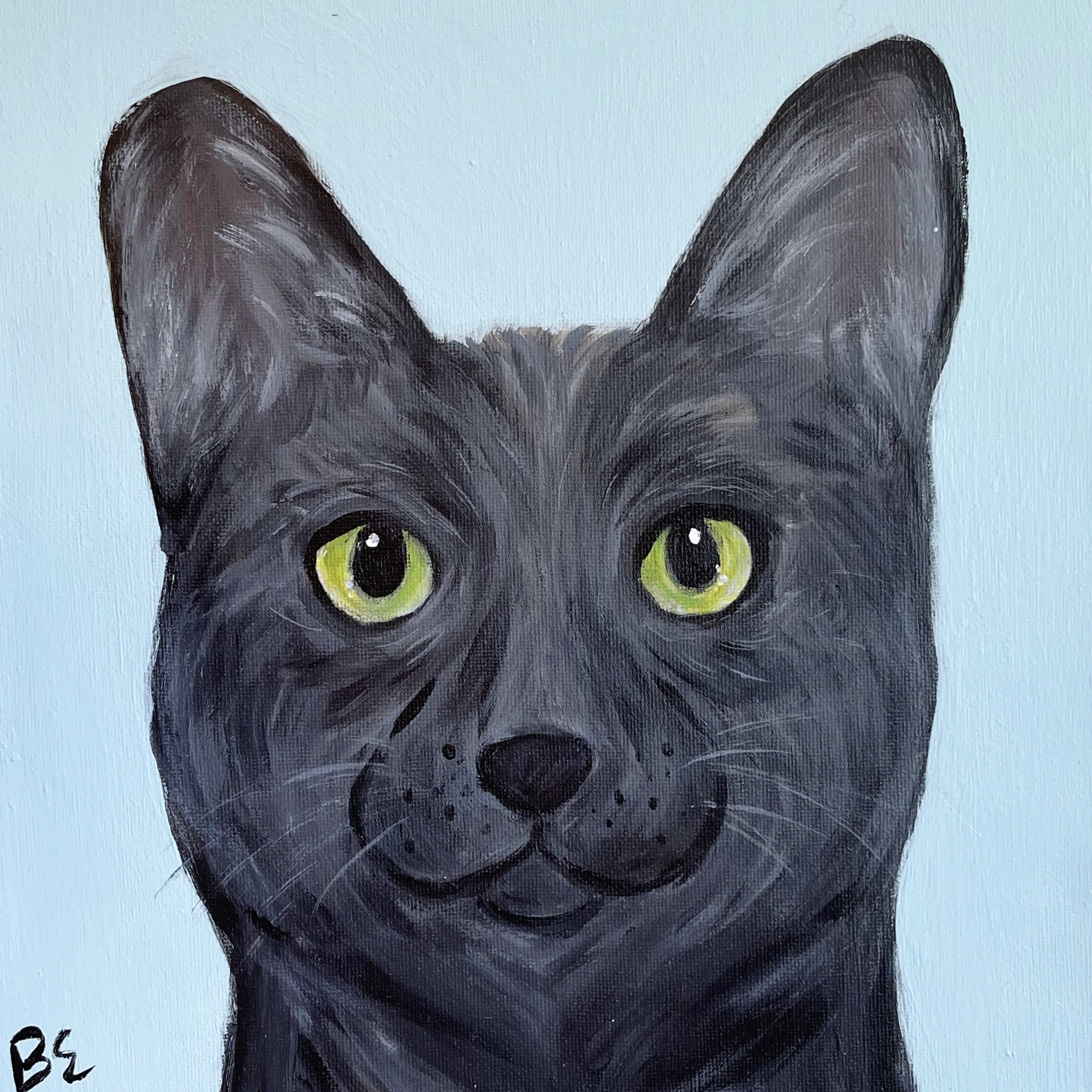 "PEACH" (10x10"); sold, custom cat pet portrait painting