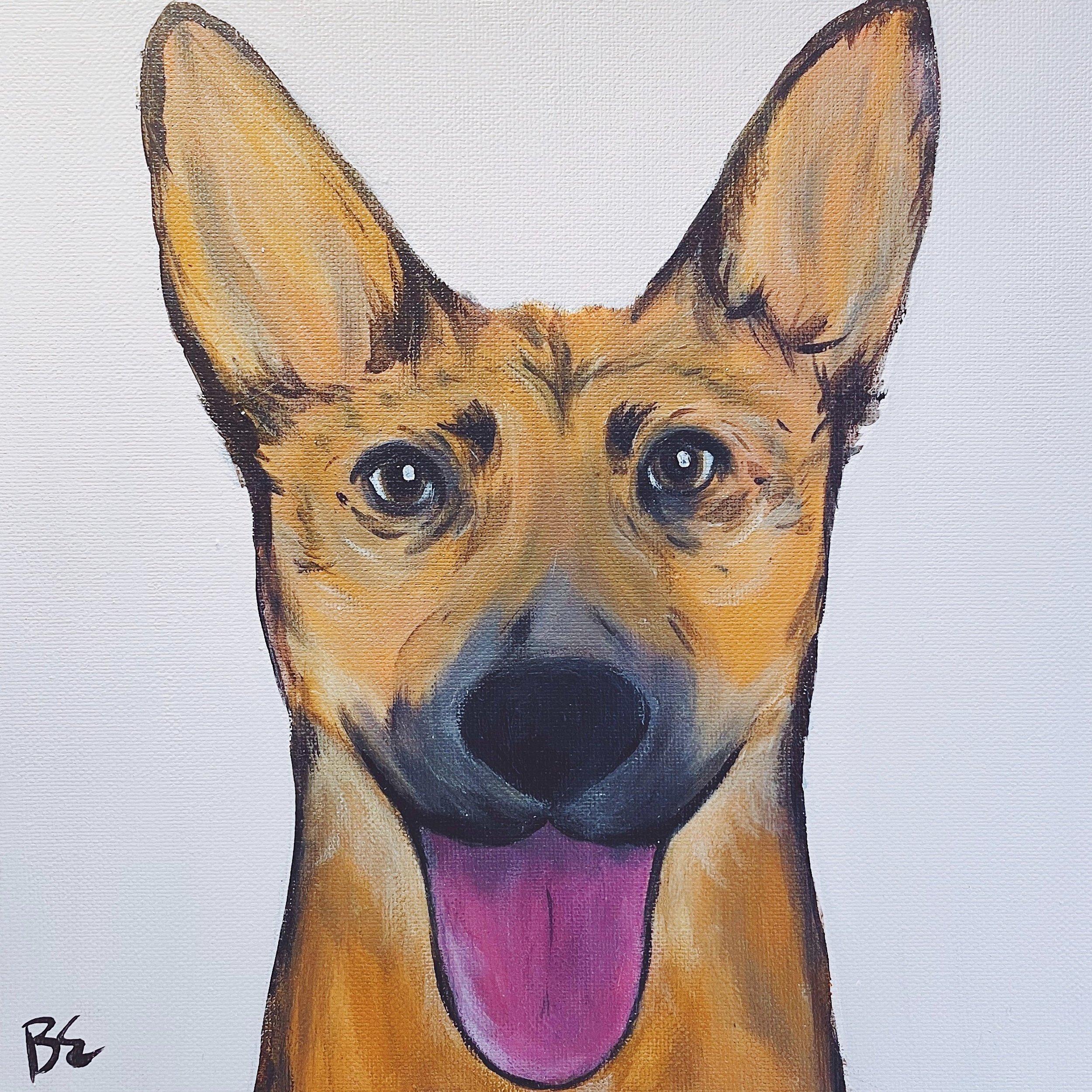 "AVA" (10x10"); sold, custom german shepherd pet portrait painting