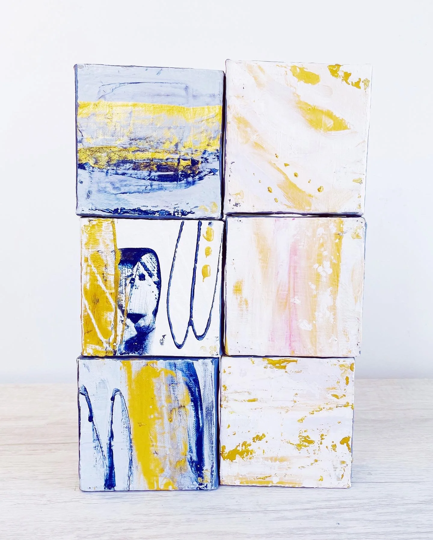 (4x4s"); sold, abstract paintings