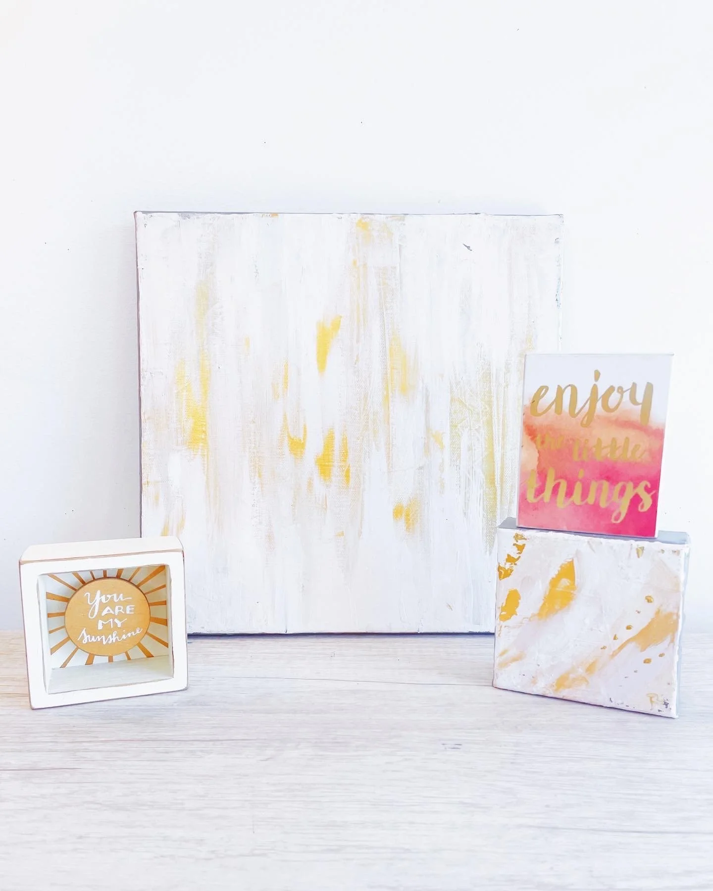 (4x4"), (12x12"); sold, abstract paintings