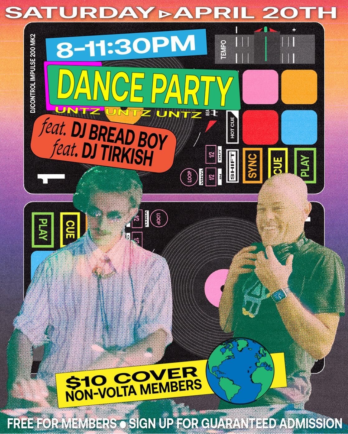 EARTHDAY BIRTHDAY dance party 🌎 feat. DJ Bread Boy &amp; Tirkish 🎚️🎛️ APRIL 20th (~8-11:30pm) &bull; sign up link in bio 🔗 

$10 non-members | FREE for members