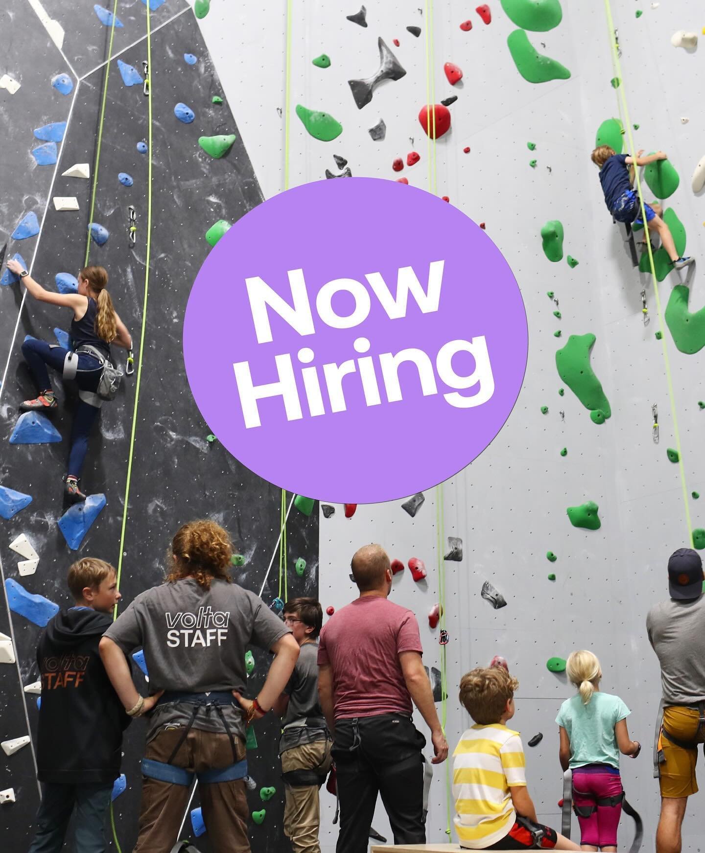 Want to join our team? Visit voltaclimbing.com to fill out an online application!

Part-time positions available:

 ● Shift Supervisors
 ● Front Desk staff

◾ Ideal for folks with late-afternoon + evening availability, 2+ days a week

Volta membershi
