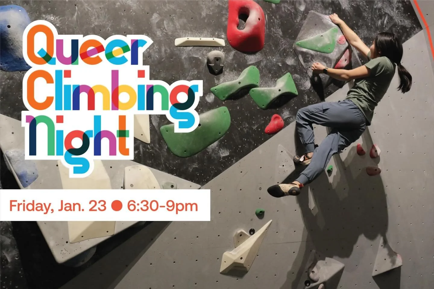 Queer Climbing Night this Friday 🌟🪐💫
come climb with some real rad people :) 
6:30-9pm on 1.24.26

🔗check out the link in bio for more information + how to sign up