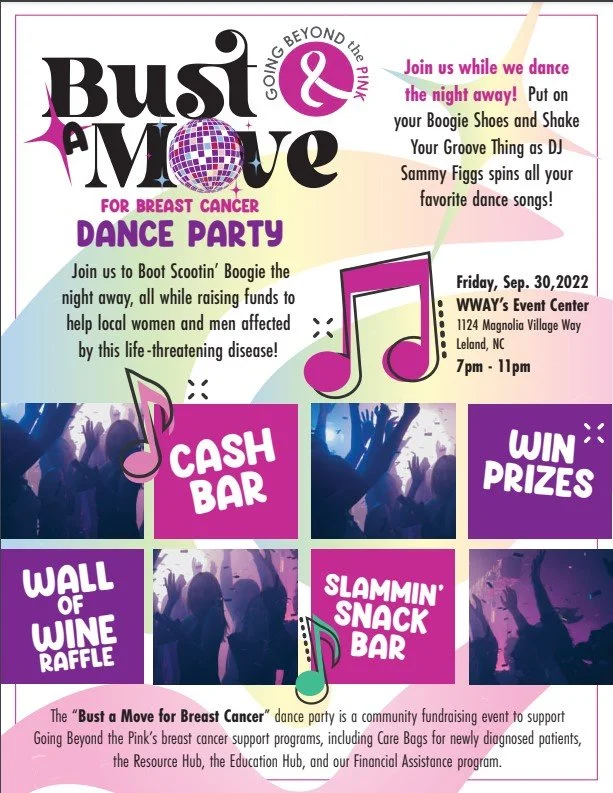 Going Beyond the Pink Bust a Move for Breast Cancer Dance Party Fundraiser Promo Flyer