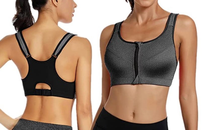 Zipper Adjustable Sports Bra For Women, High Impact Zip Front Sports Bra  Post Surgery Bra With Adjustable Straps High Support