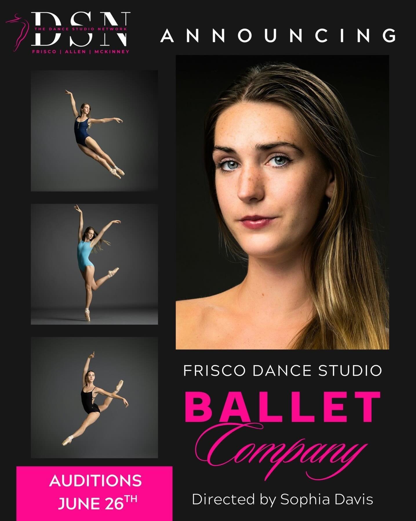 We are proud to announce the launch of the 2026-2027 Frisco Dance Studio Ballet Company, led by the talented Miss Sophia Davis! 🩰 

This offering is designed for dedicated dancers ready to refine their technique, grow in artistry, and train at a hig
