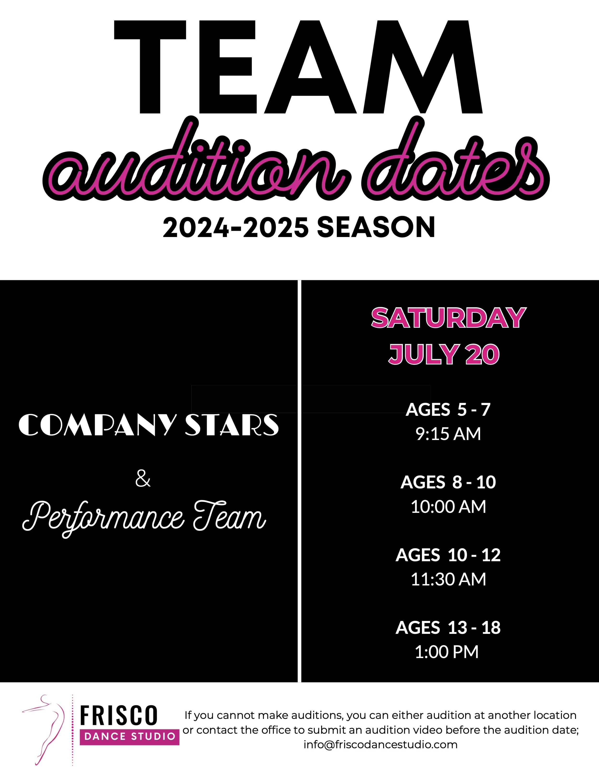 Audition Dates Frisco Dance Studio