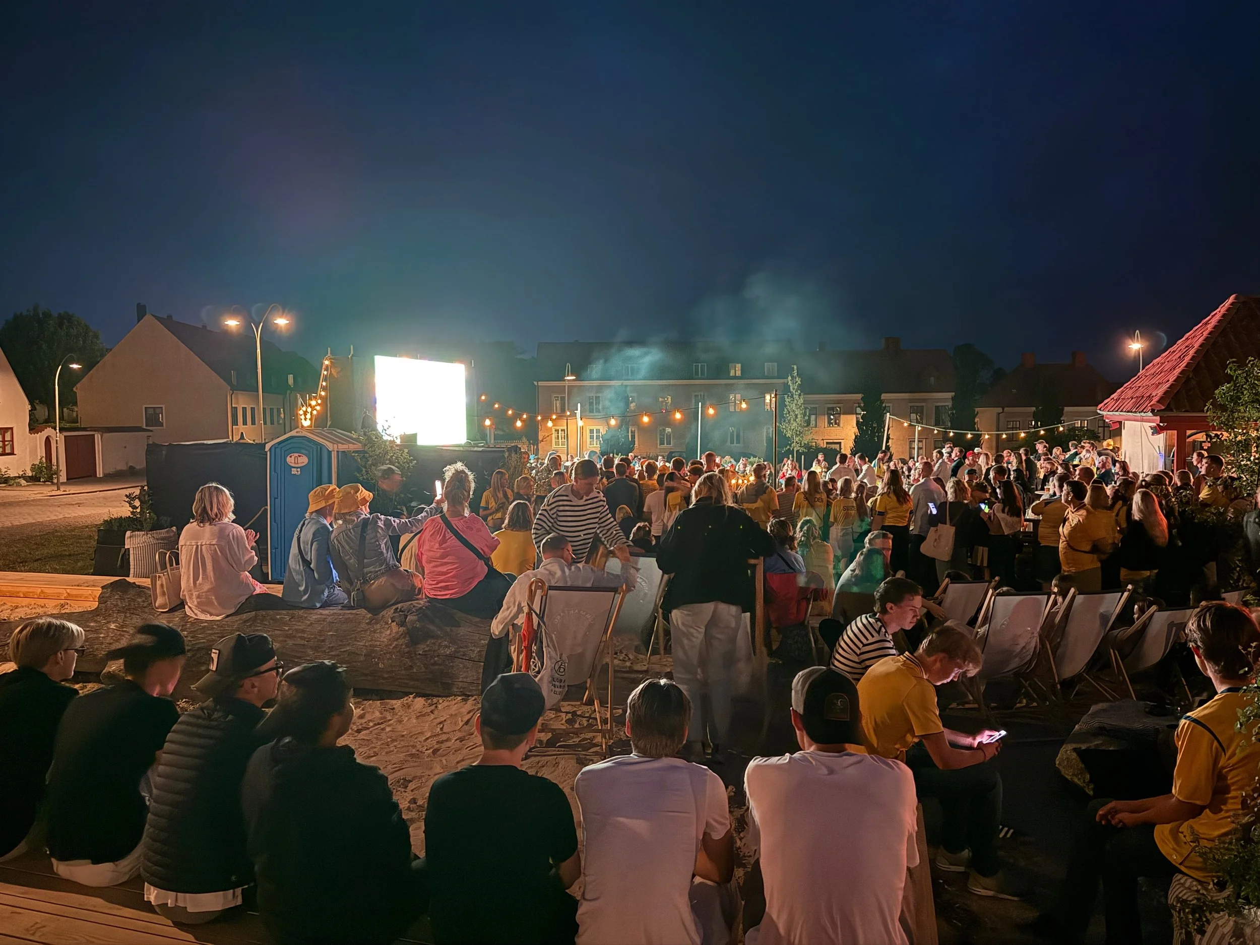 The beach box came in handy for gathering people watching the game