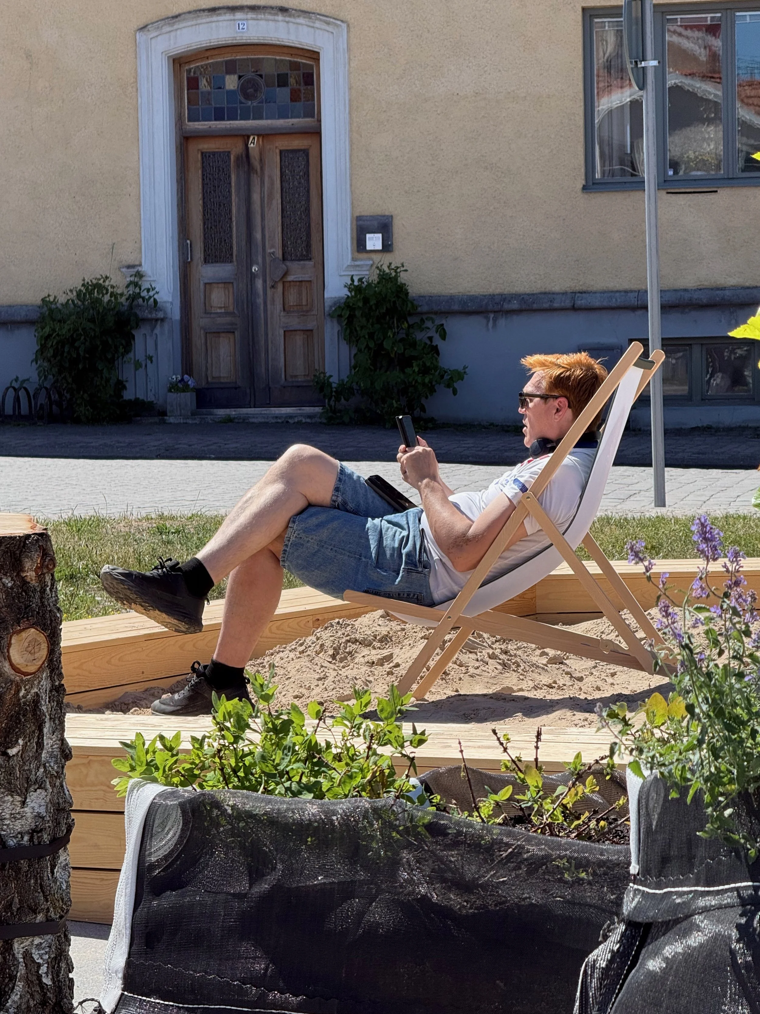 One of the fifty beach chairs in use