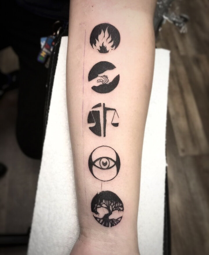 Four's Tattoos by whoviandrea | Divergent tattoo, Divergent, Small tattoos