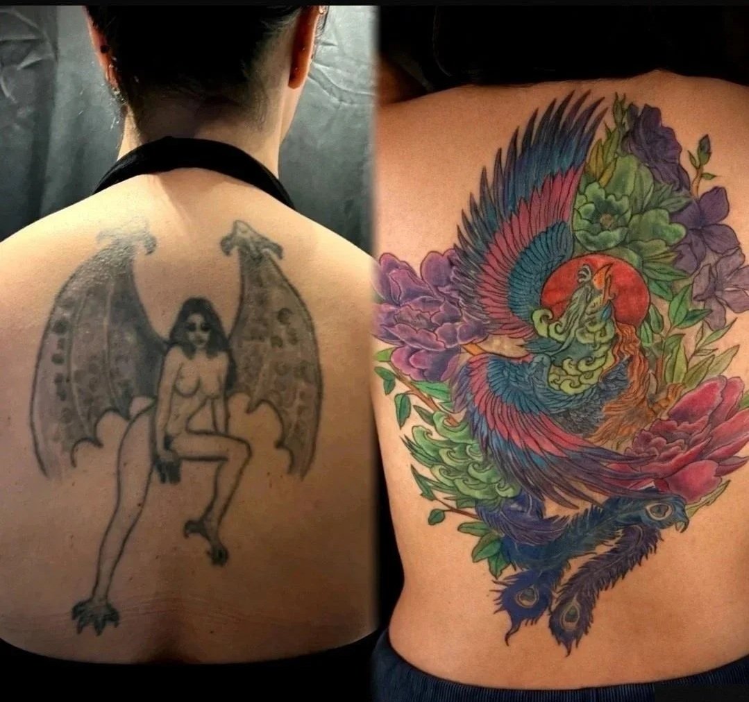 Before and after tattoo coverup