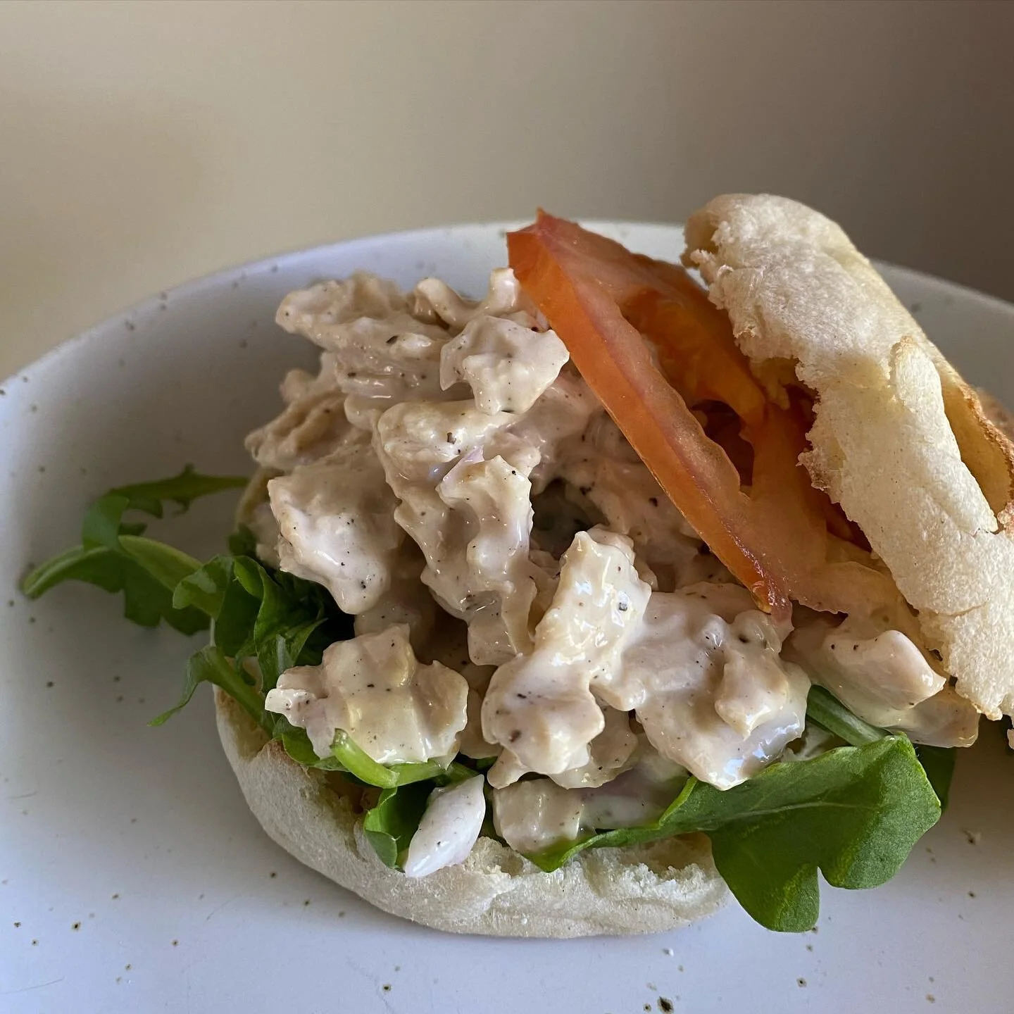 There&rsquo;s something about any type of protein salad for lunch that makes me feel like Summer is here. 
Maybe it&rsquo;s because I imagine a Desperate Housewives-Style picnic or a backyard BBQ. With that in mind I made this Seitan* Salad on an Toa